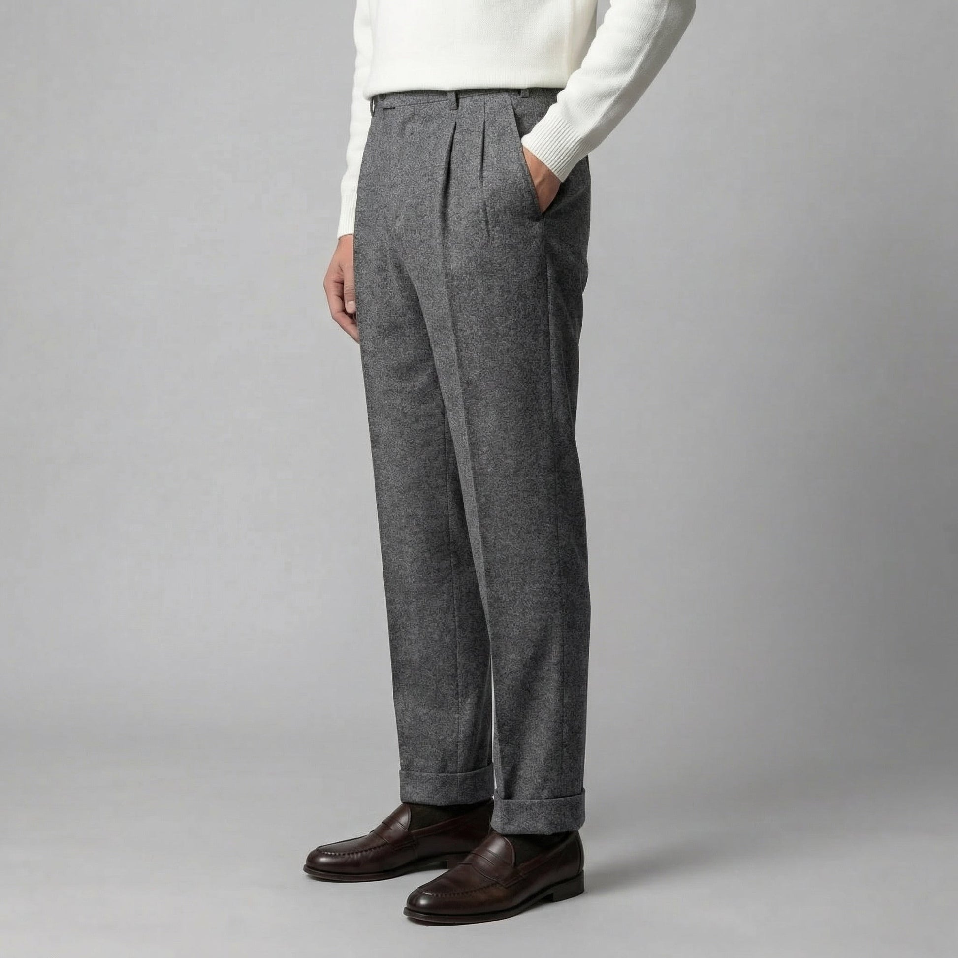 Pantaloni Uomo Eleganti con Pince e Regolatori Laterali