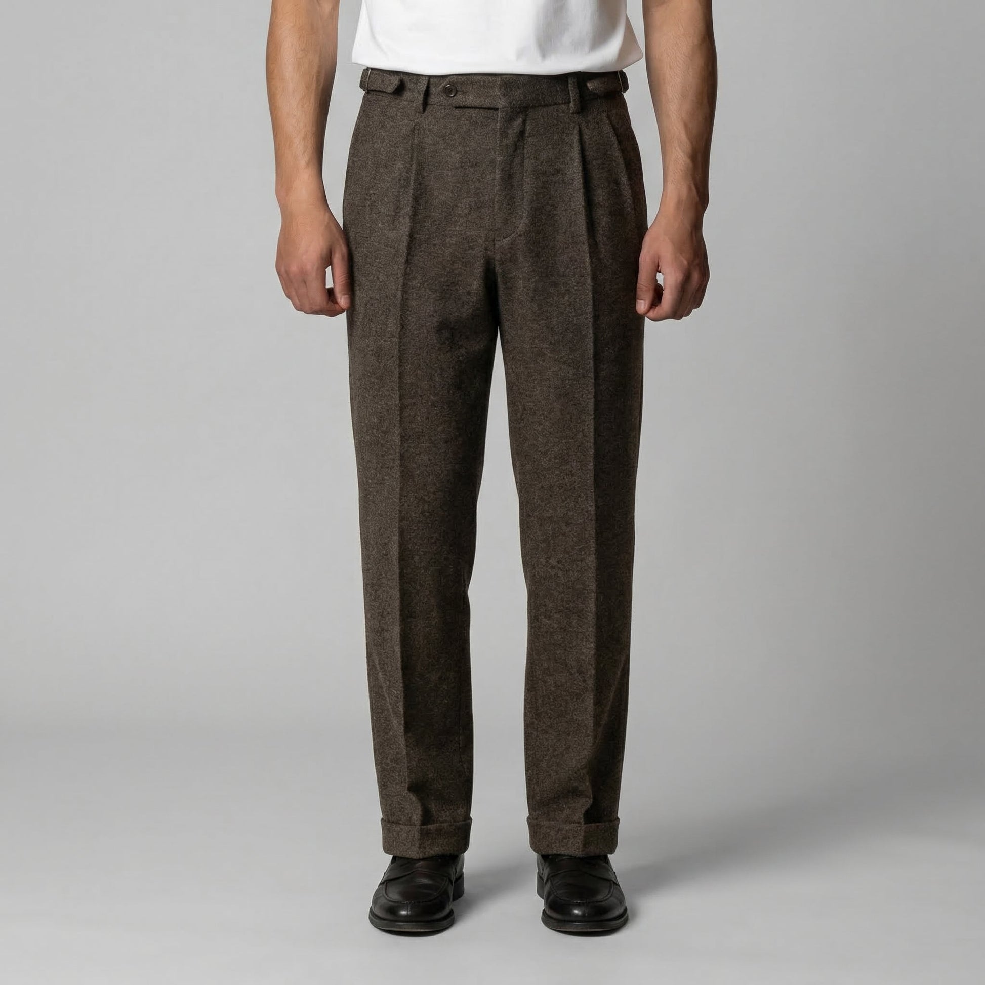 Pantaloni Uomo Eleganti con Pince e Regolatori Laterali