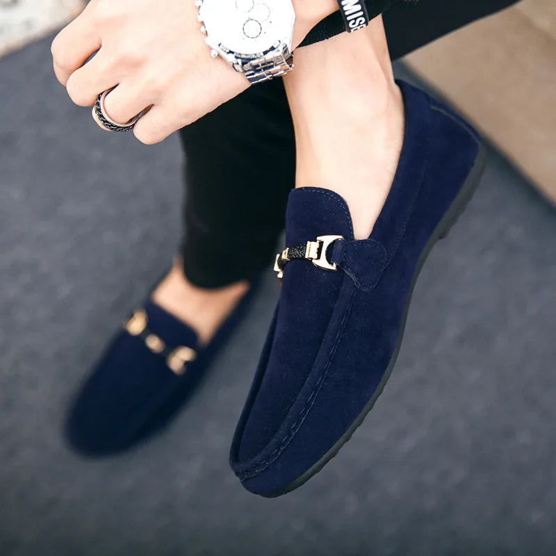 Mocassini Uomo Slip-On Eleganti Effetto Camoscio