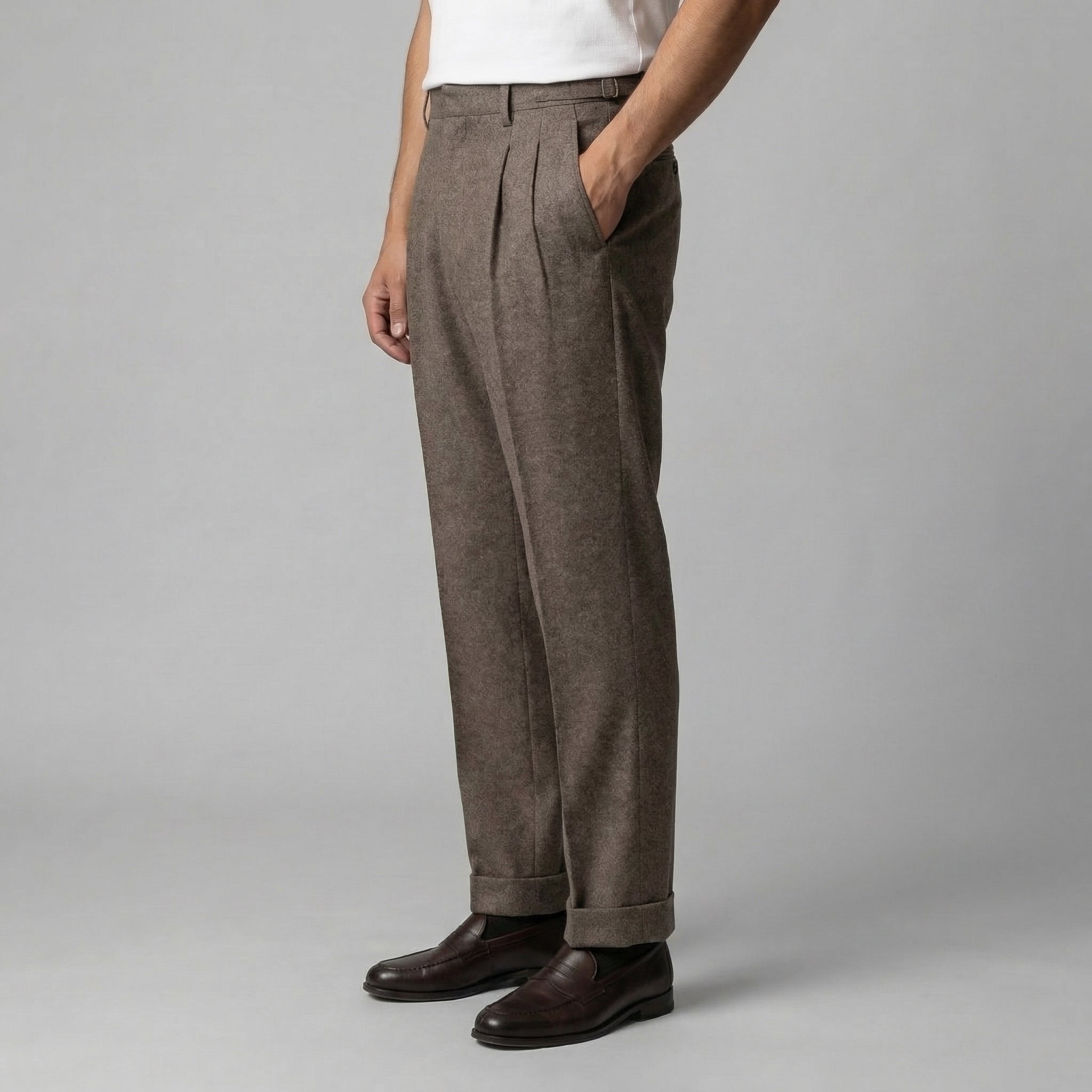 Pantaloni Uomo Eleganti Texturizzati con Regolatori Laterali