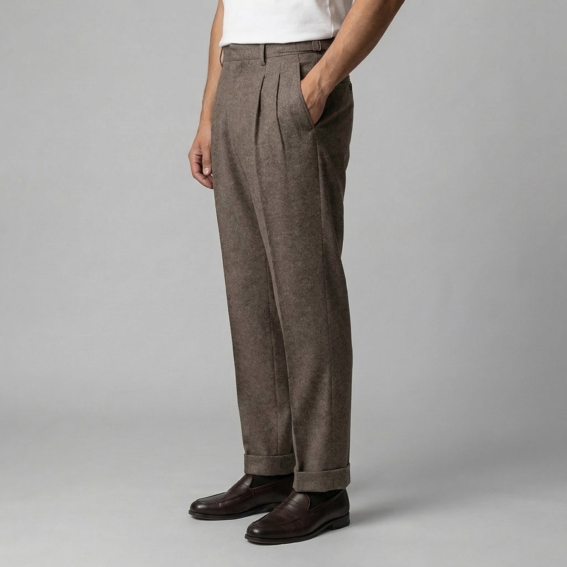 Pantaloni Uomo Eleganti Texturizzati con Regolatori Laterali