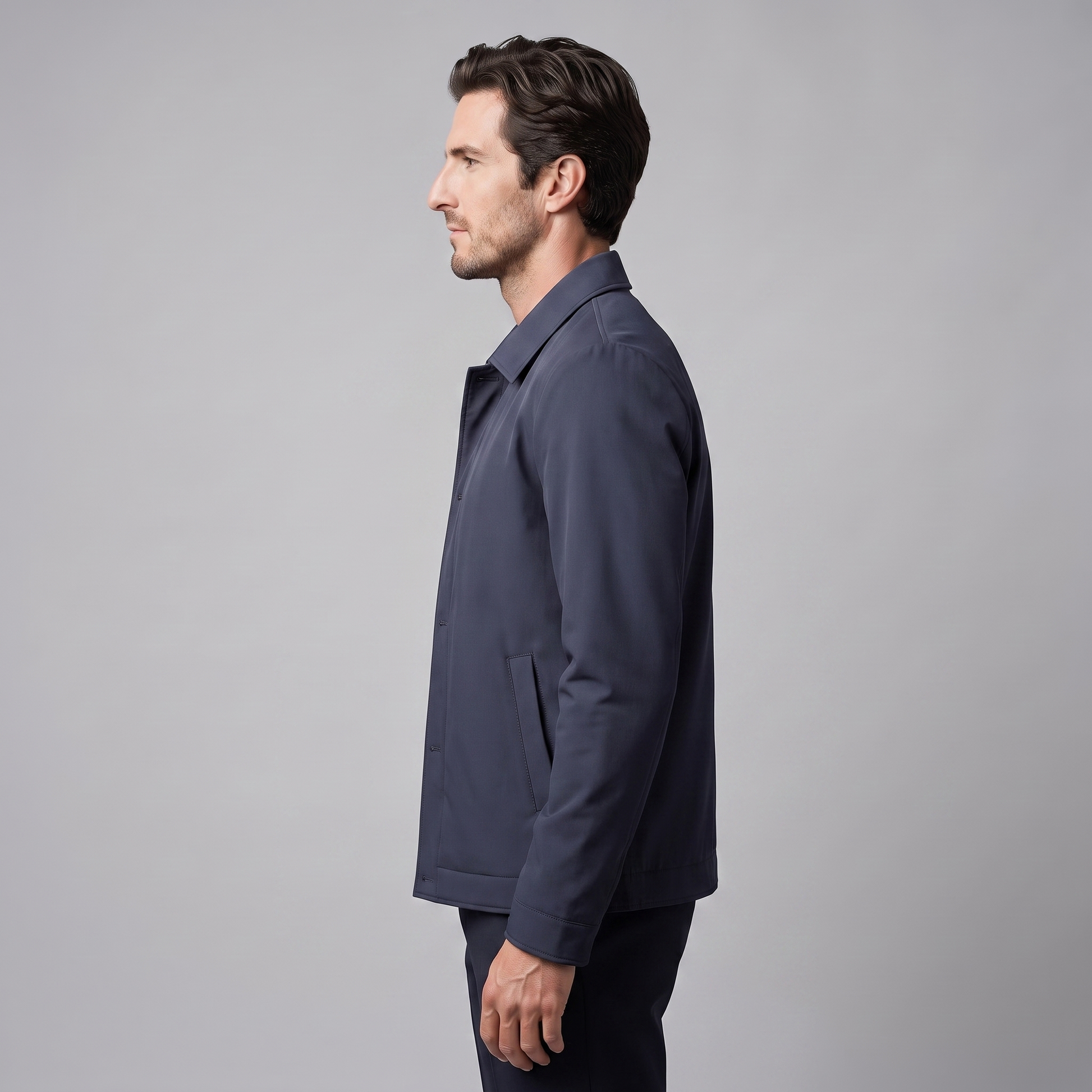 Giacca Uomo Foderata in Pile con Colletto a Camicia