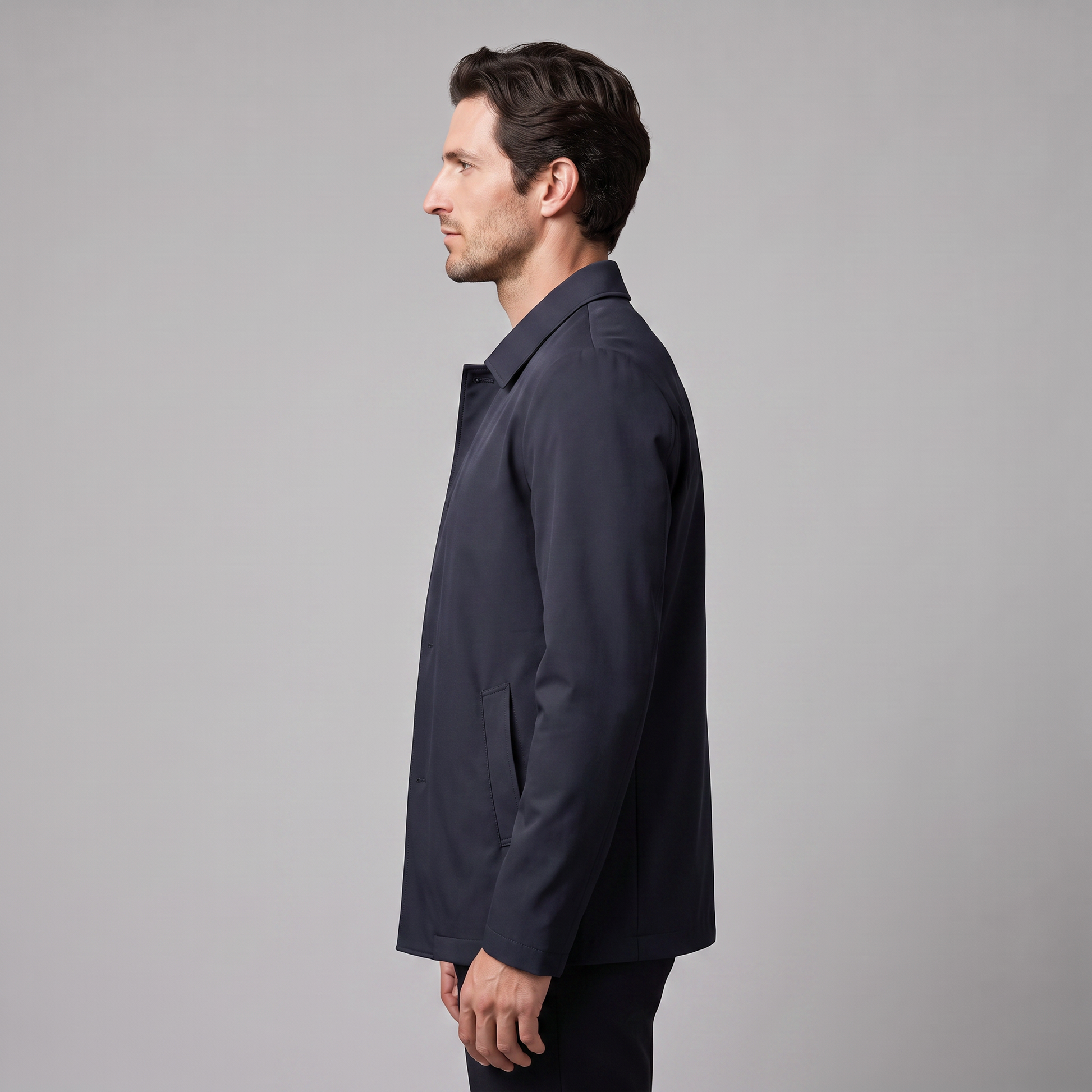 Giacca Uomo Foderata in Pile con Colletto a Camicia
