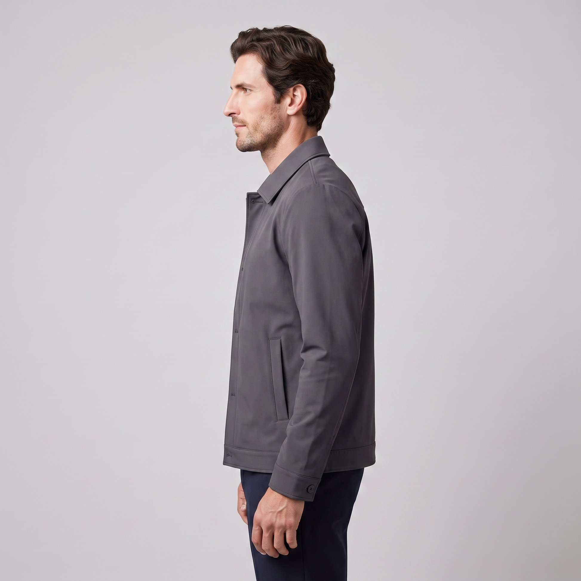 Giacca Uomo Foderata in Pile con Colletto a Camicia