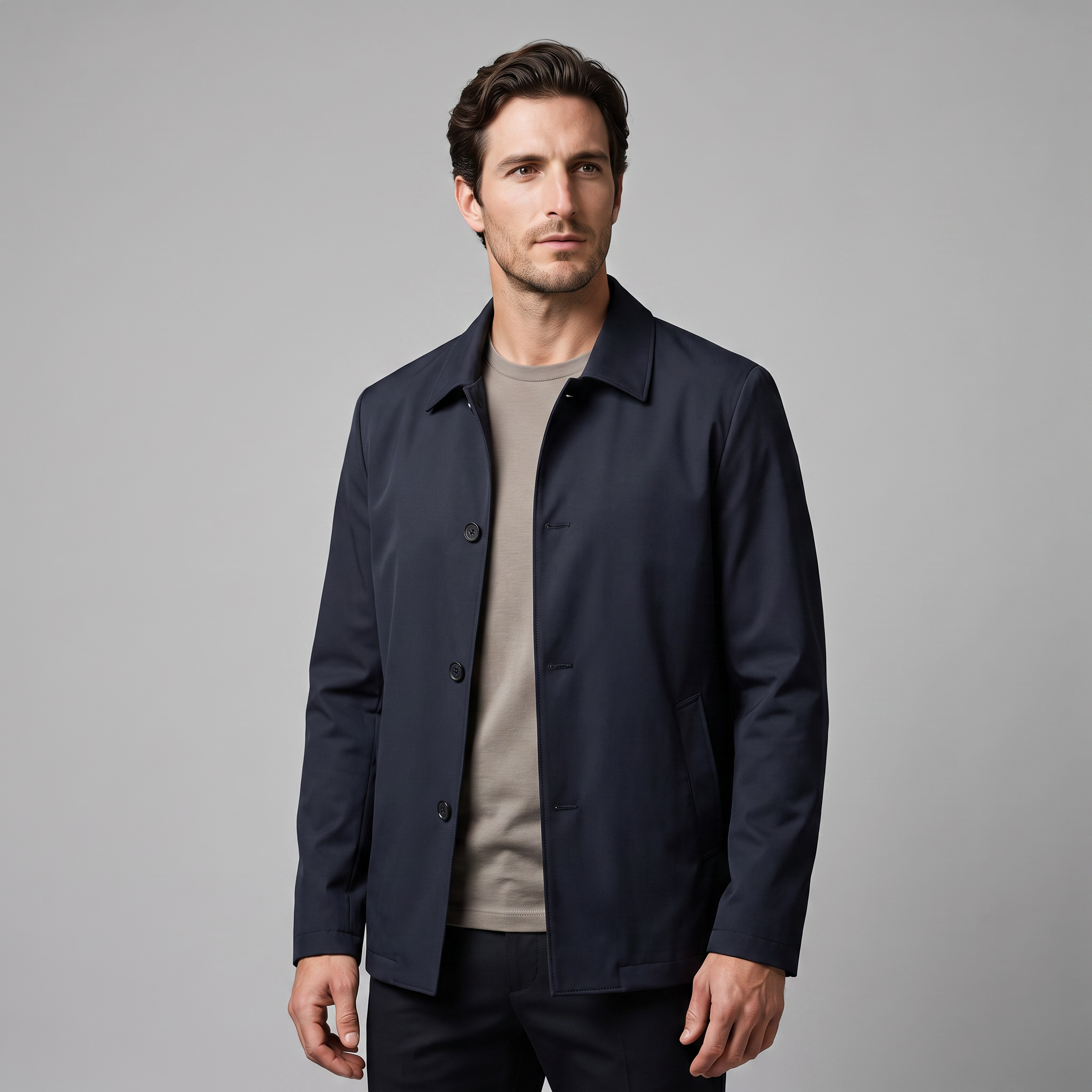 Giacca Uomo Foderata in Pile con Colletto a Camicia