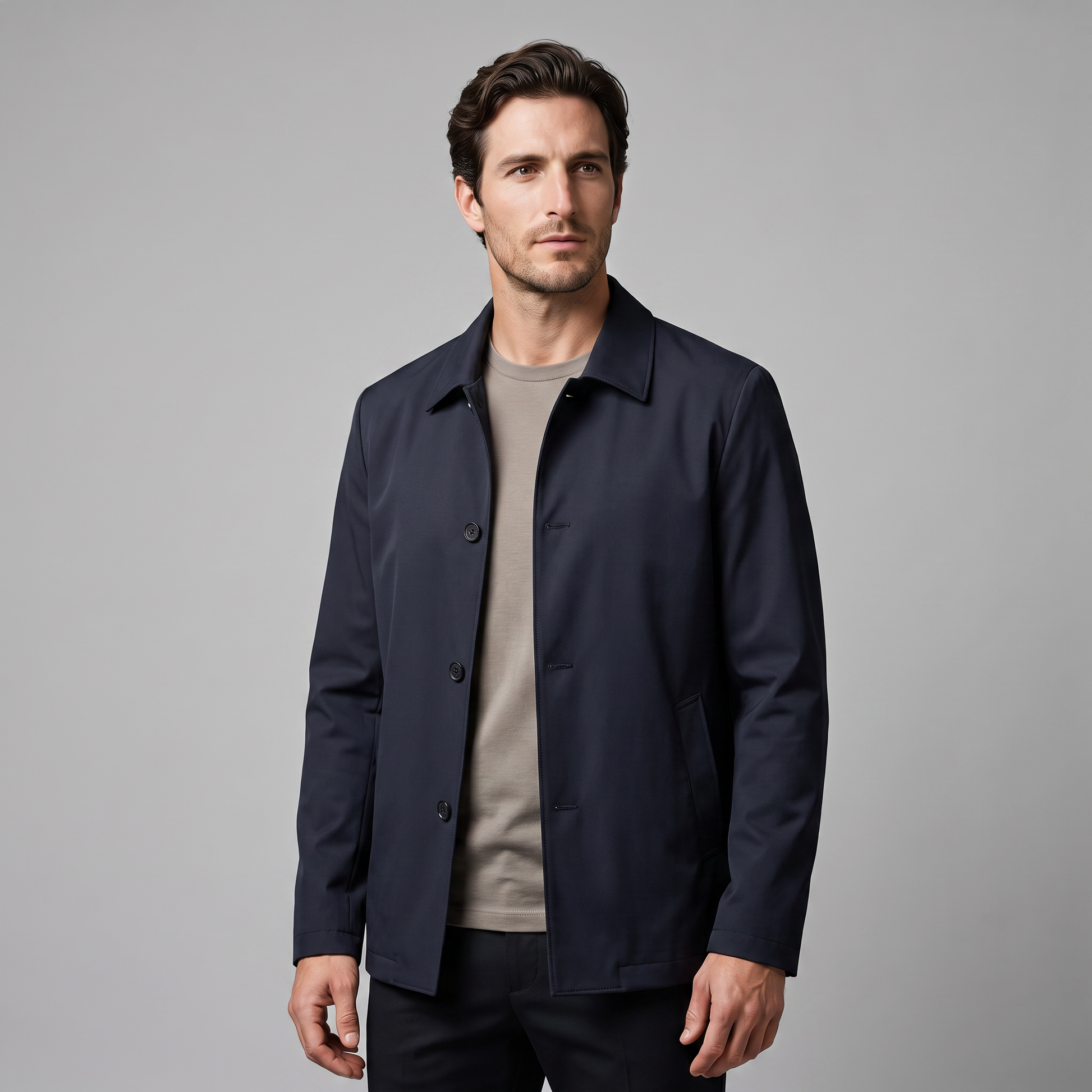 Giacca Uomo Foderata in Pile con Colletto a Camicia
