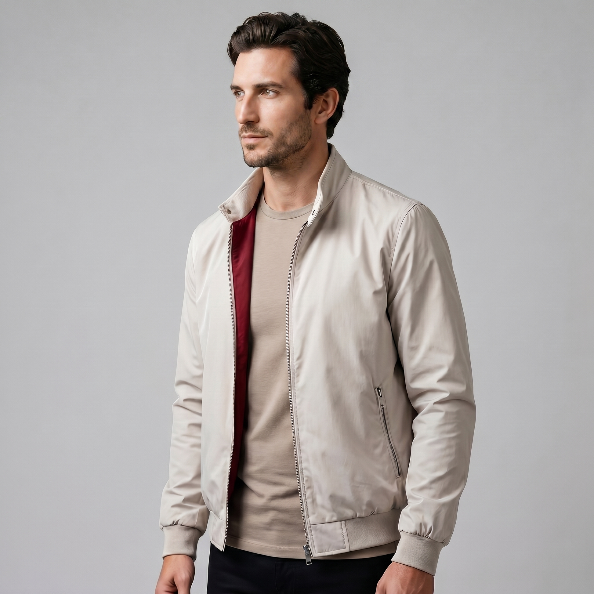 Giacca Bomber Harrington Uomo Slim Collo Alto