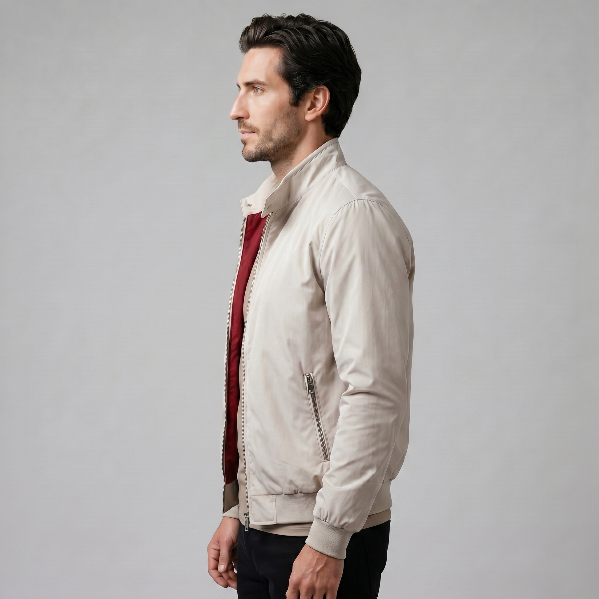Giacca Bomber Harrington Uomo Slim Collo Alto