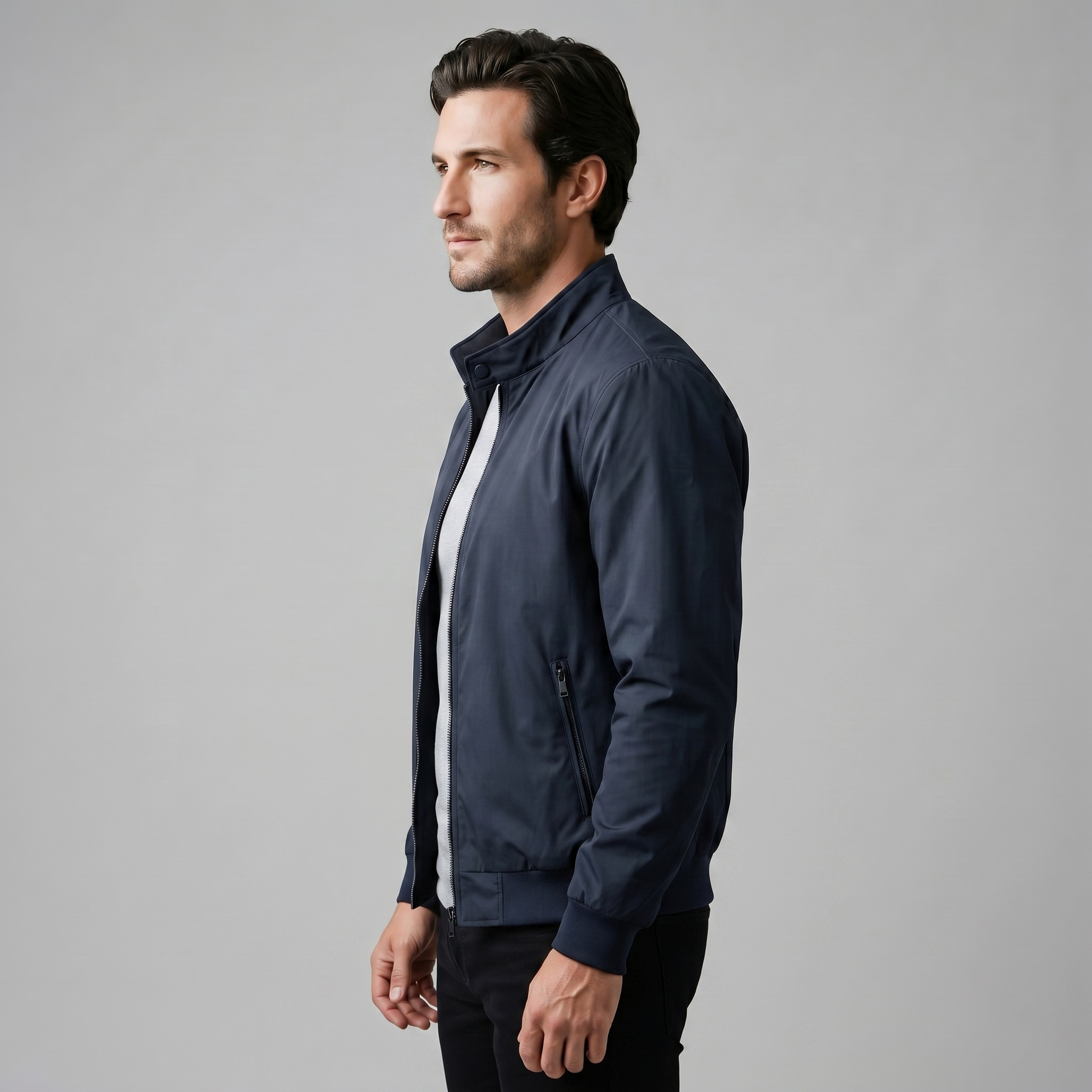 Giacca Bomber Harrington Uomo Slim Collo Alto