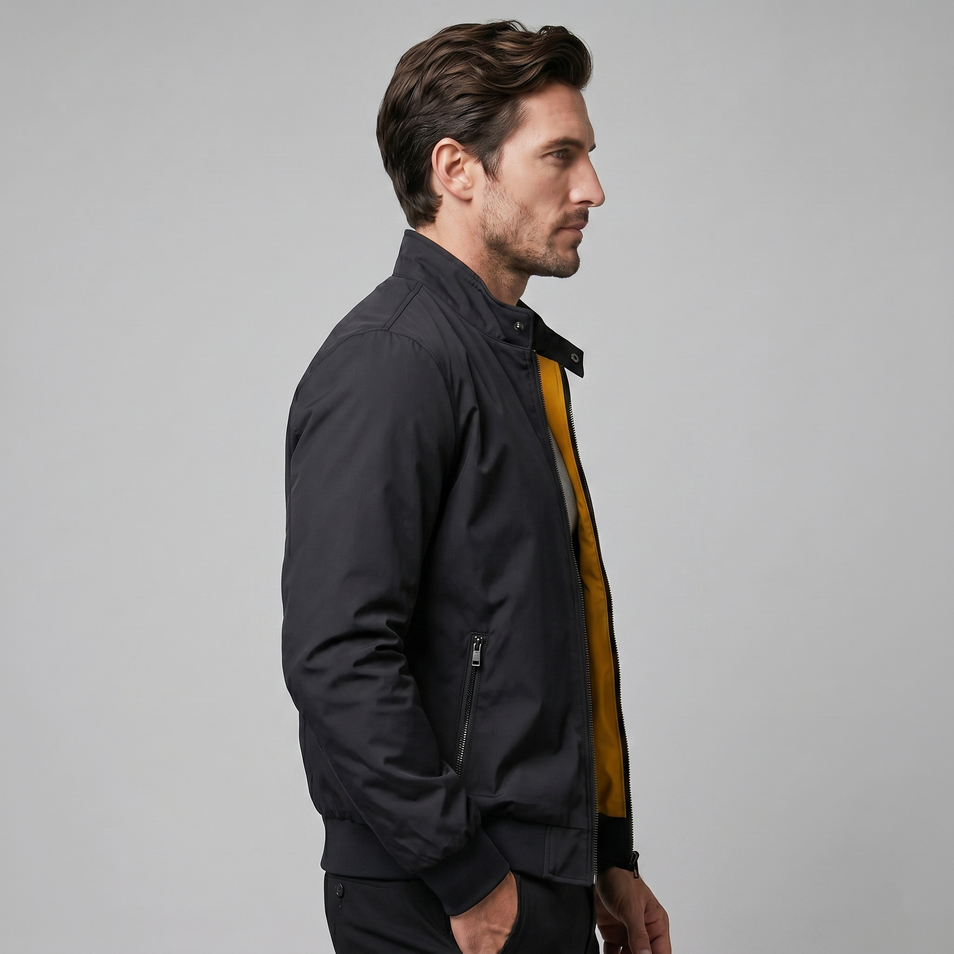 Giacca Bomber Harrington Uomo Slim Collo Alto