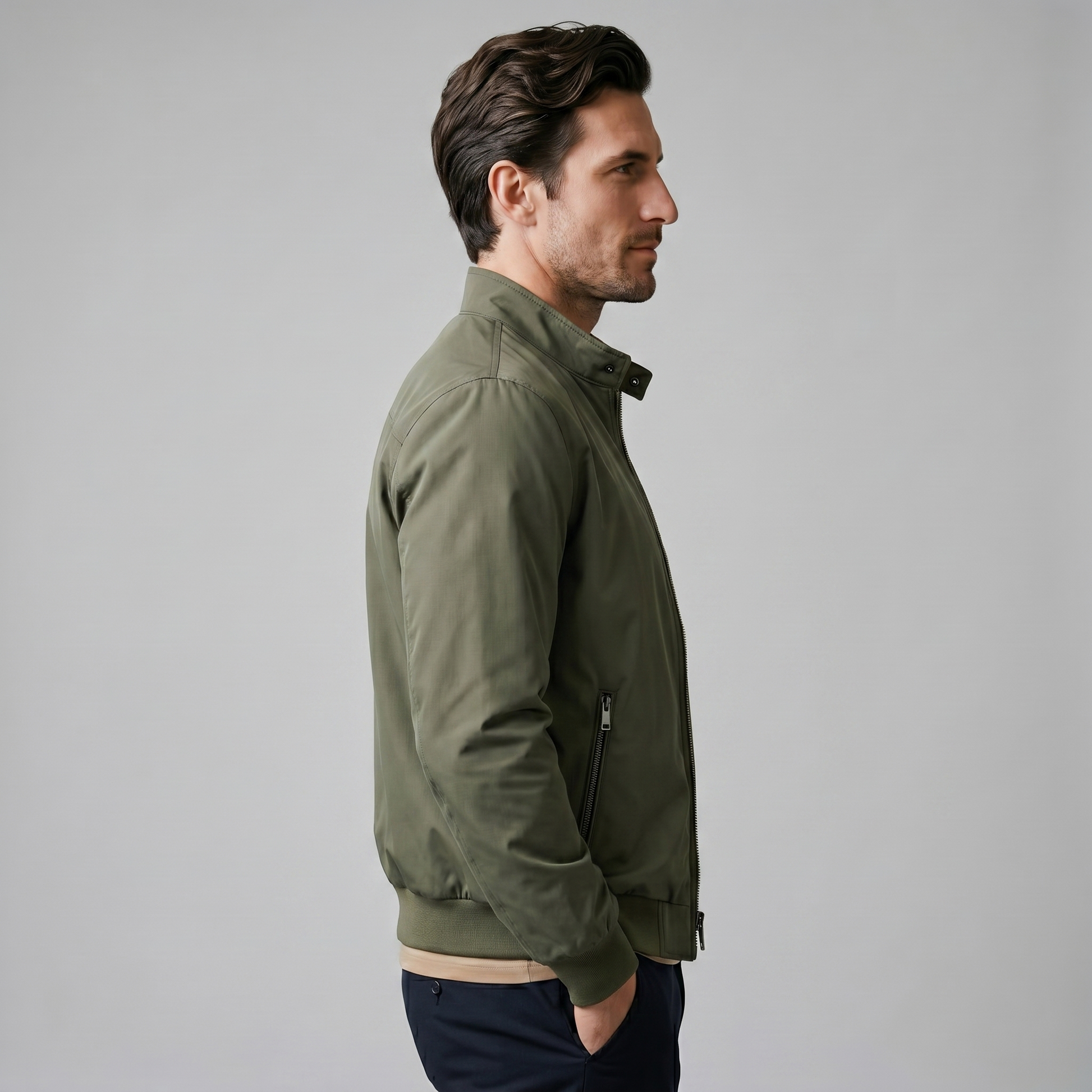 Giacca Bomber Harrington Uomo Slim Collo Alto