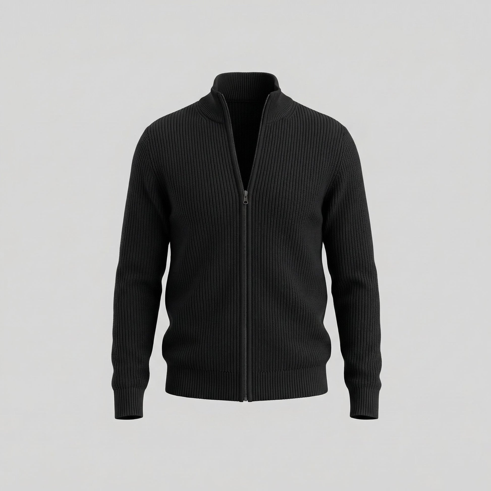 Cardigan Uomo in Maglia a Coste con Zip Classico