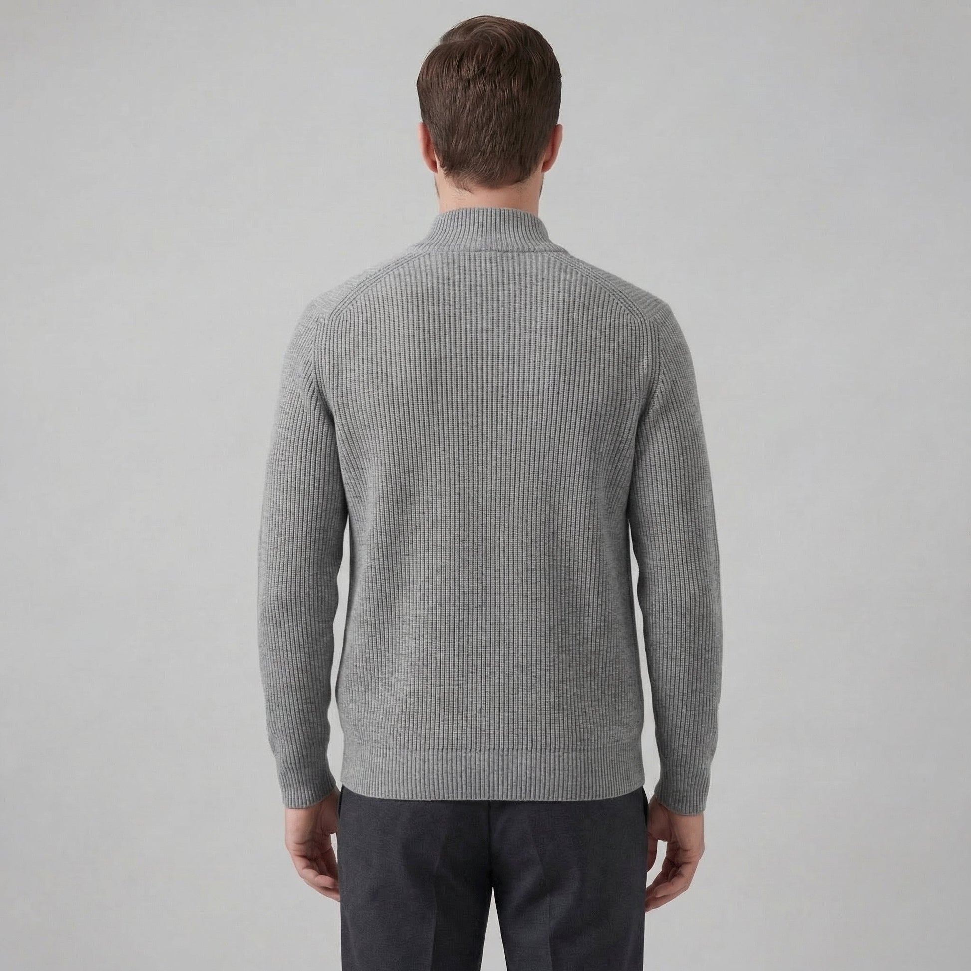 Cardigan Uomo in Maglia a Coste con Zip Classico