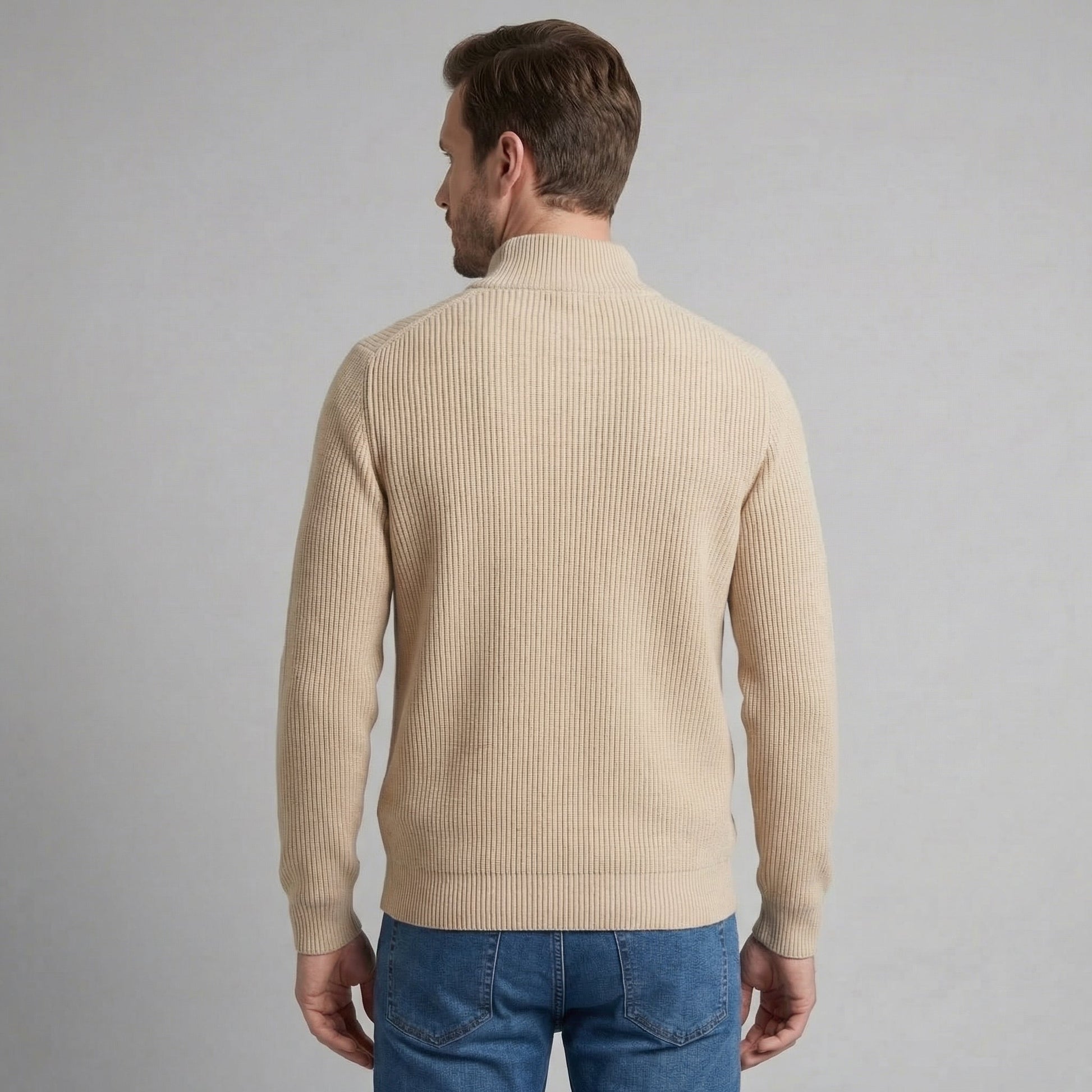 Cardigan Uomo in Maglia a Coste con Zip Classico
