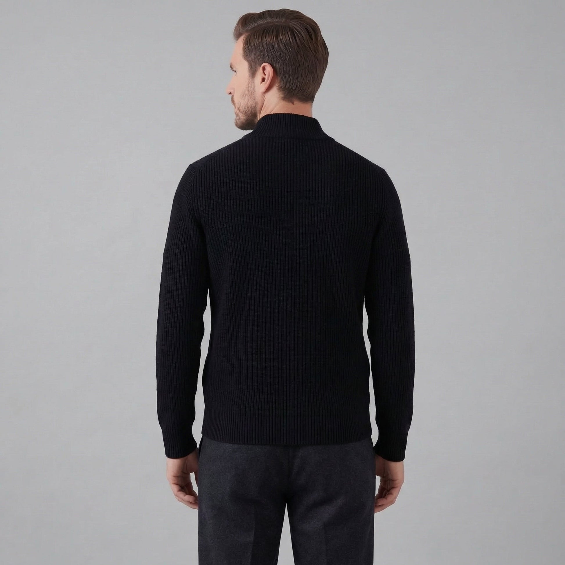 Cardigan Uomo in Maglia a Coste con Zip Classico