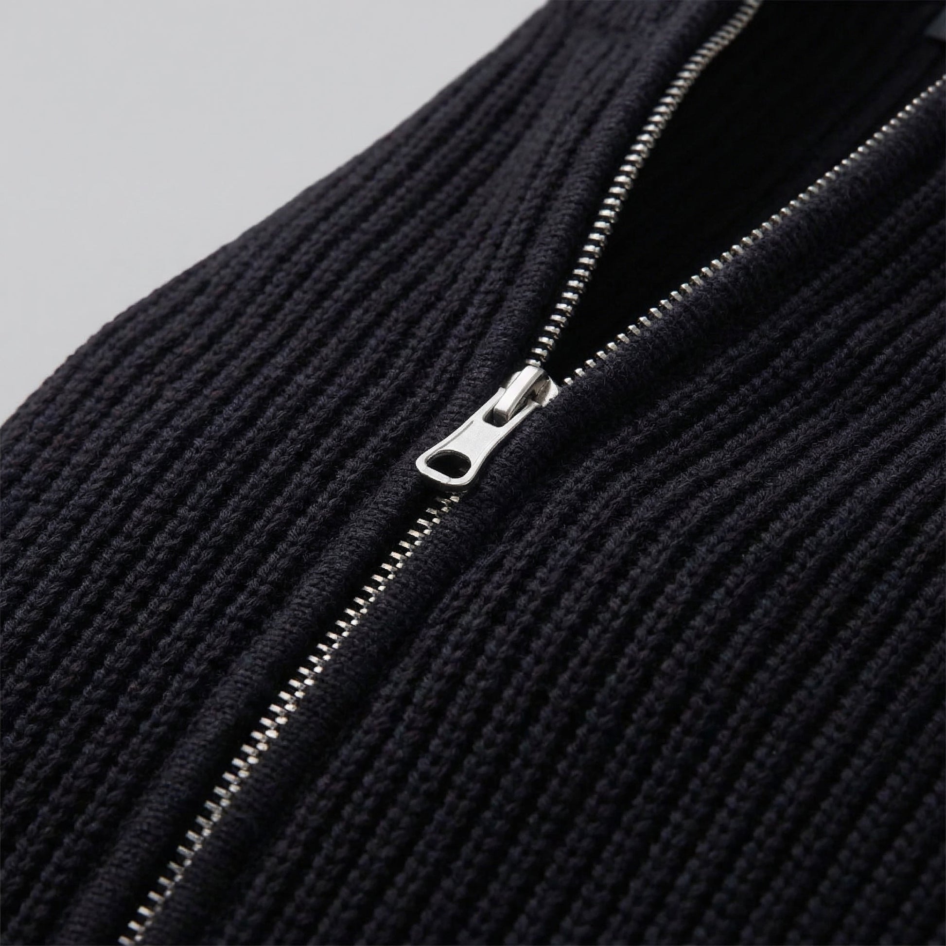 Cardigan Uomo in Maglia a Coste con Zip Classico