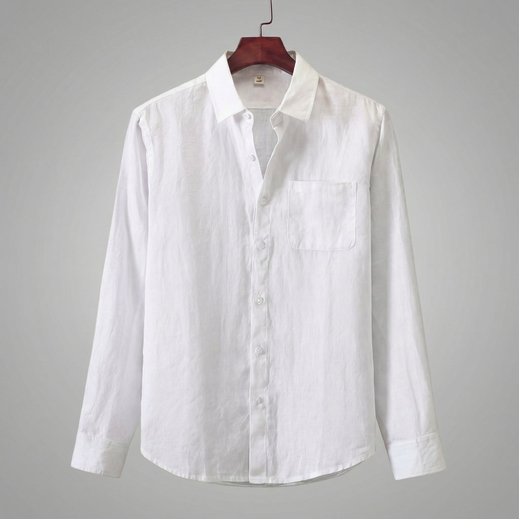 Camicia Uomo in Lino Maniche Lunghe con Taschino