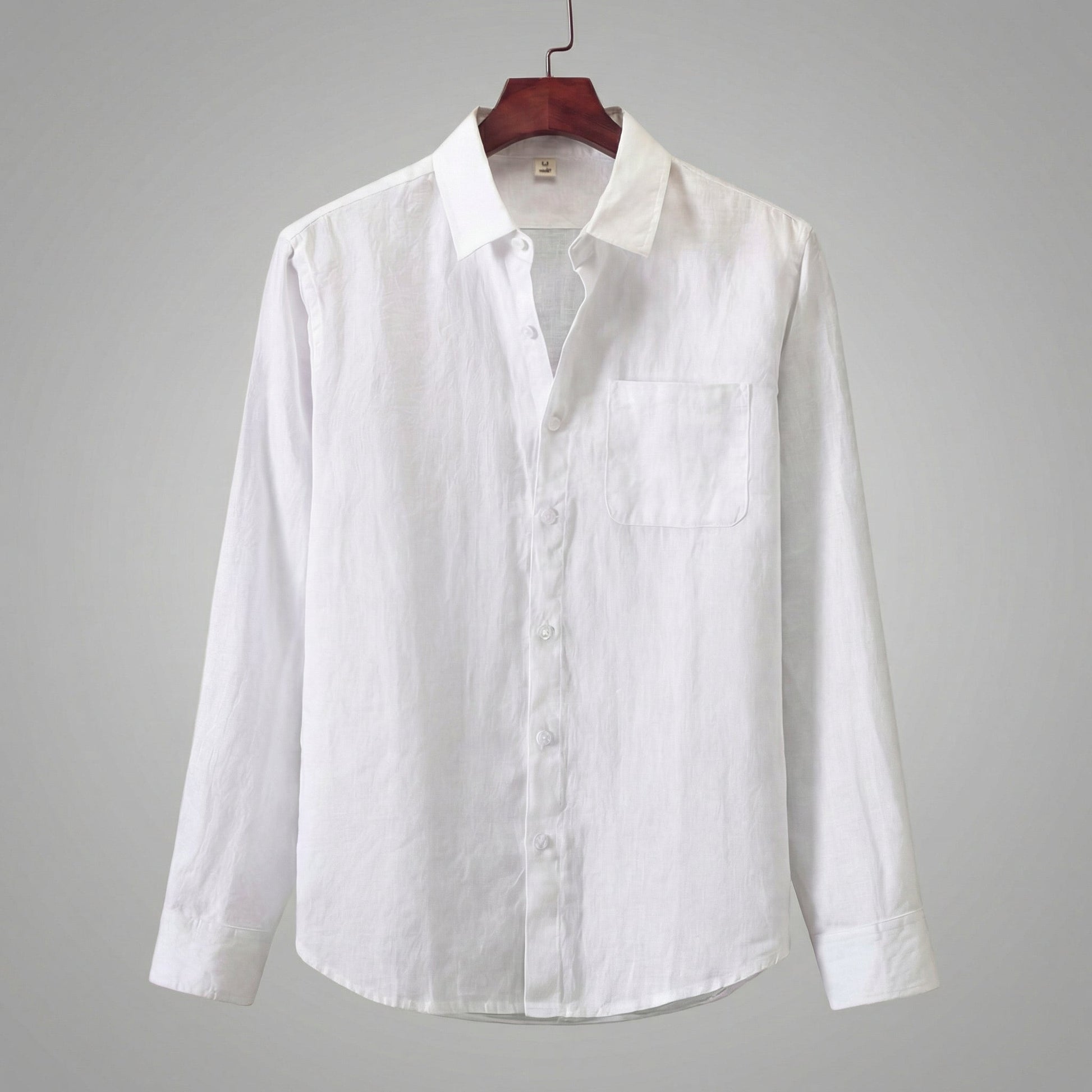 Camicia Uomo in Lino Maniche Lunghe con Taschino