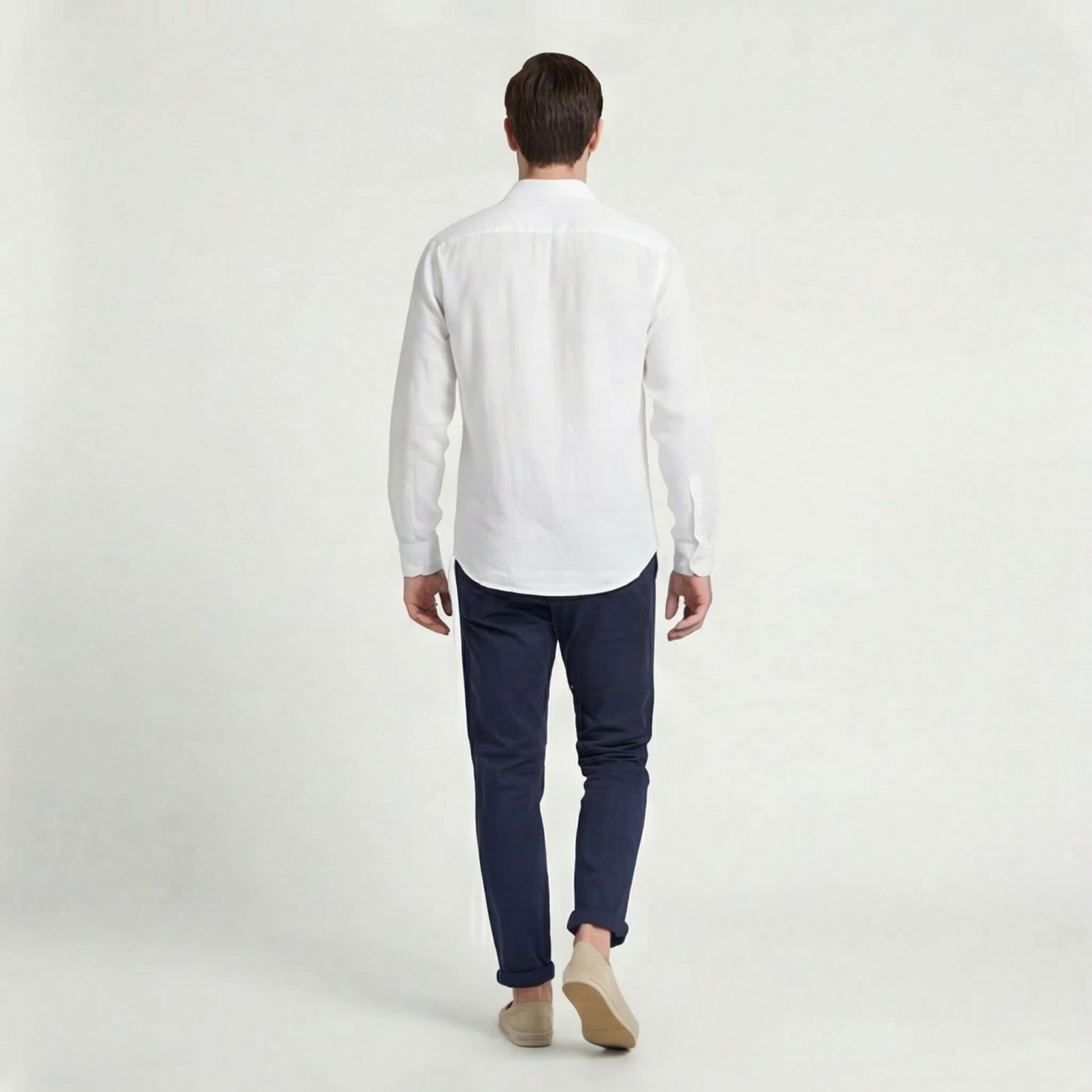 Camicia Uomo in Lino Maniche Lunghe con Taschino