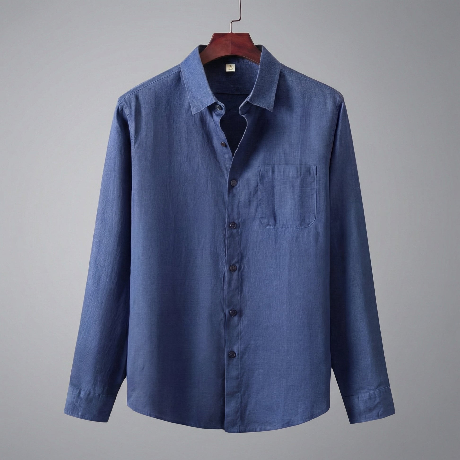 Camicia Uomo in Lino Maniche Lunghe con Taschino