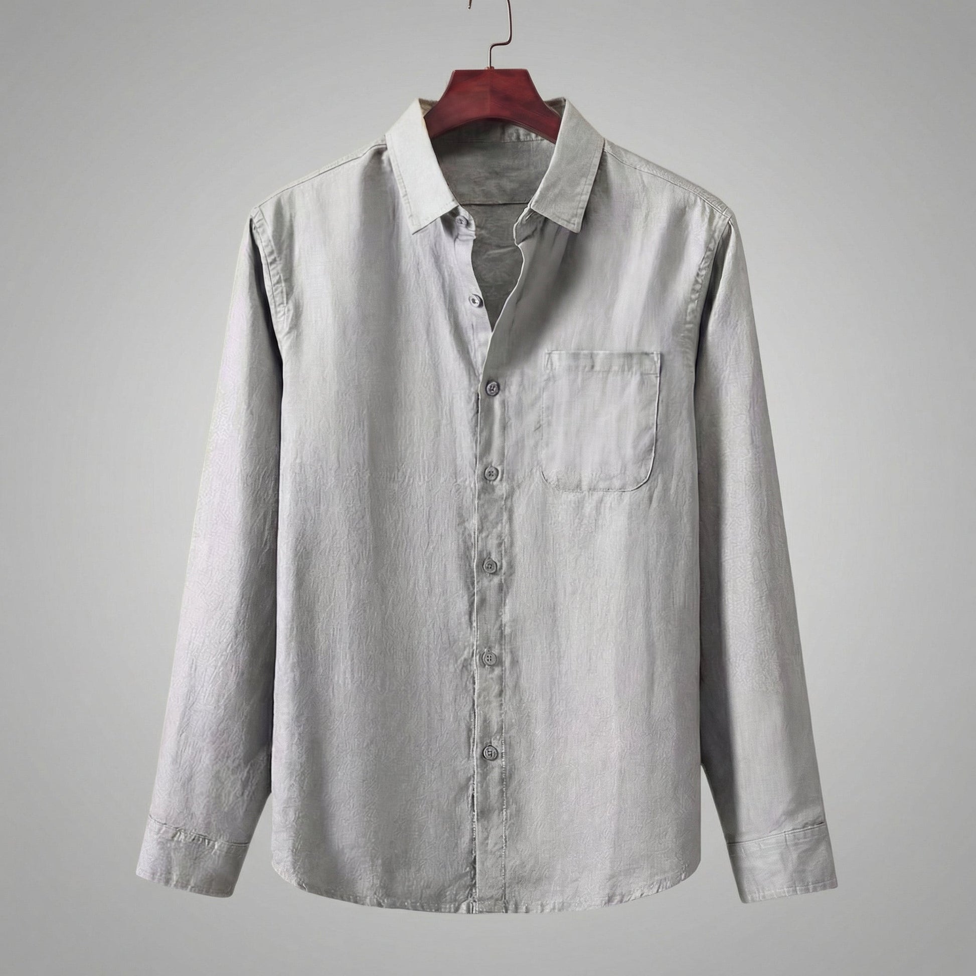 Camicia Uomo in Lino Maniche Lunghe con Taschino