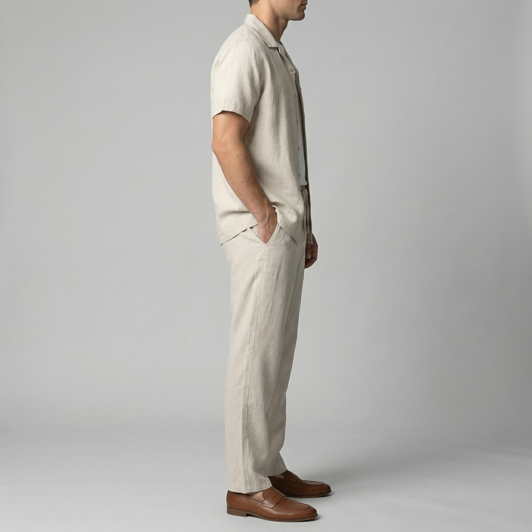 Pantaloni Uomo in Lino Slim Fit Leggeri