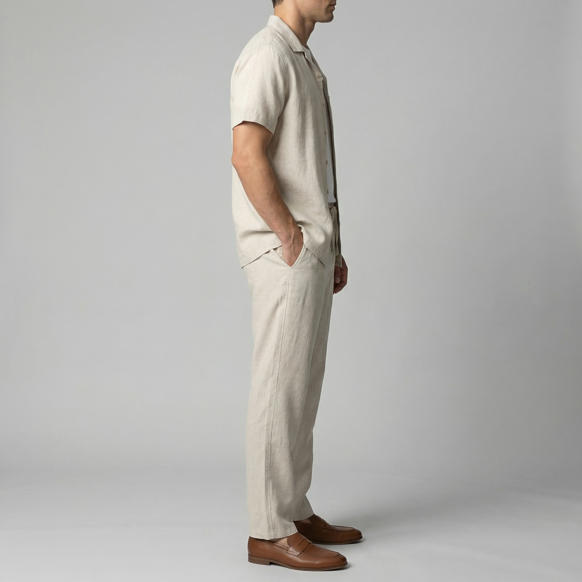 Pantaloni Uomo in Lino Slim Fit Leggeri