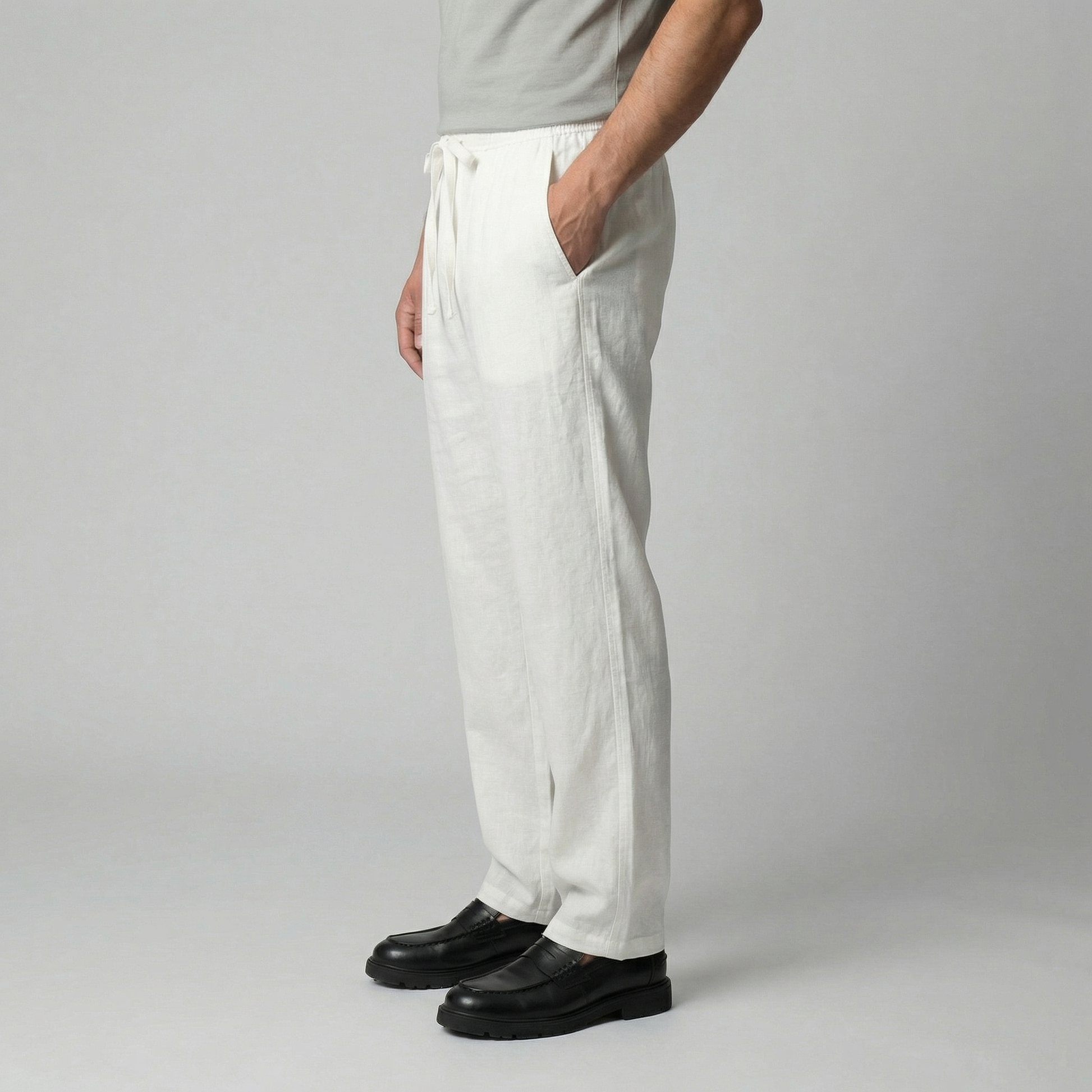 Pantaloni Uomo in Lino Slim Fit Leggeri