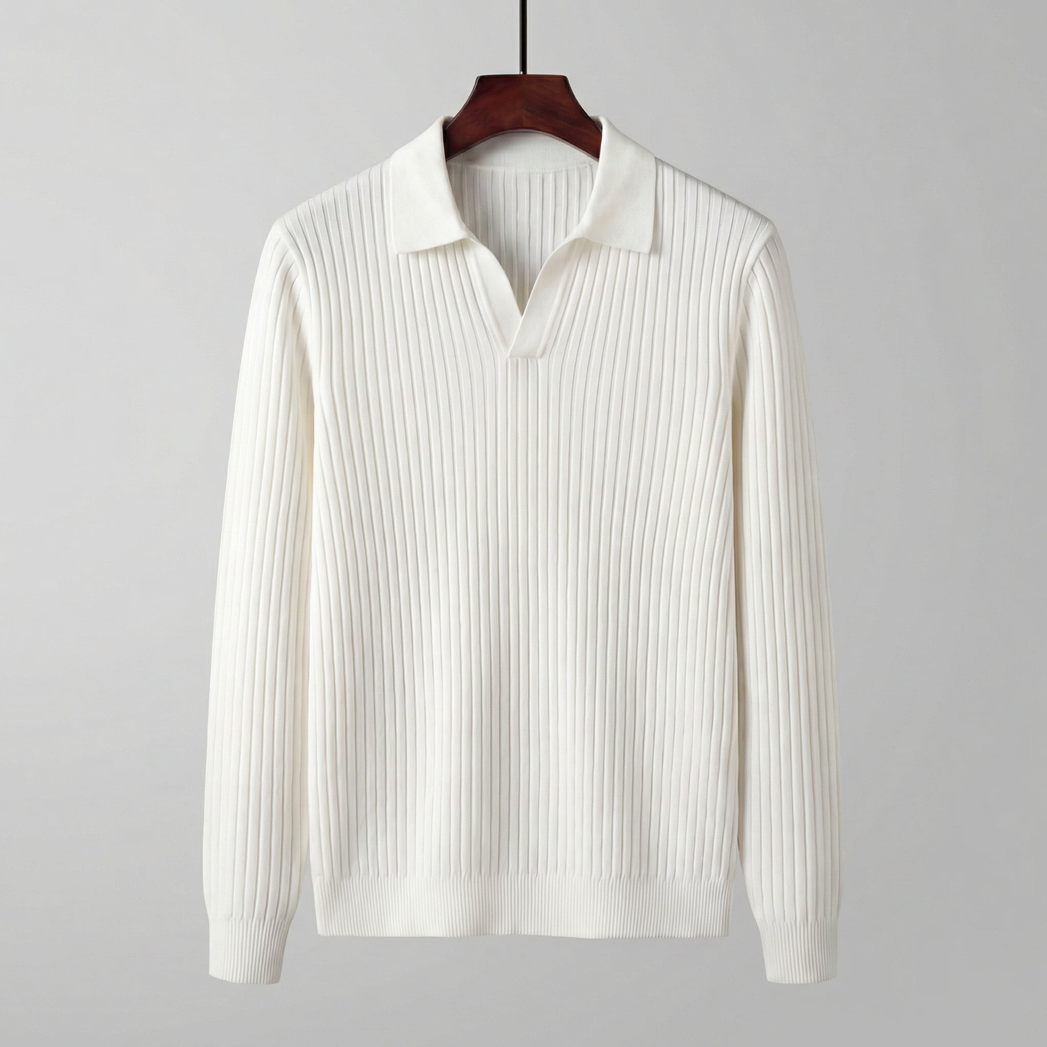 Polo Uomo Maniche Lunghe Scollo a V Leggera