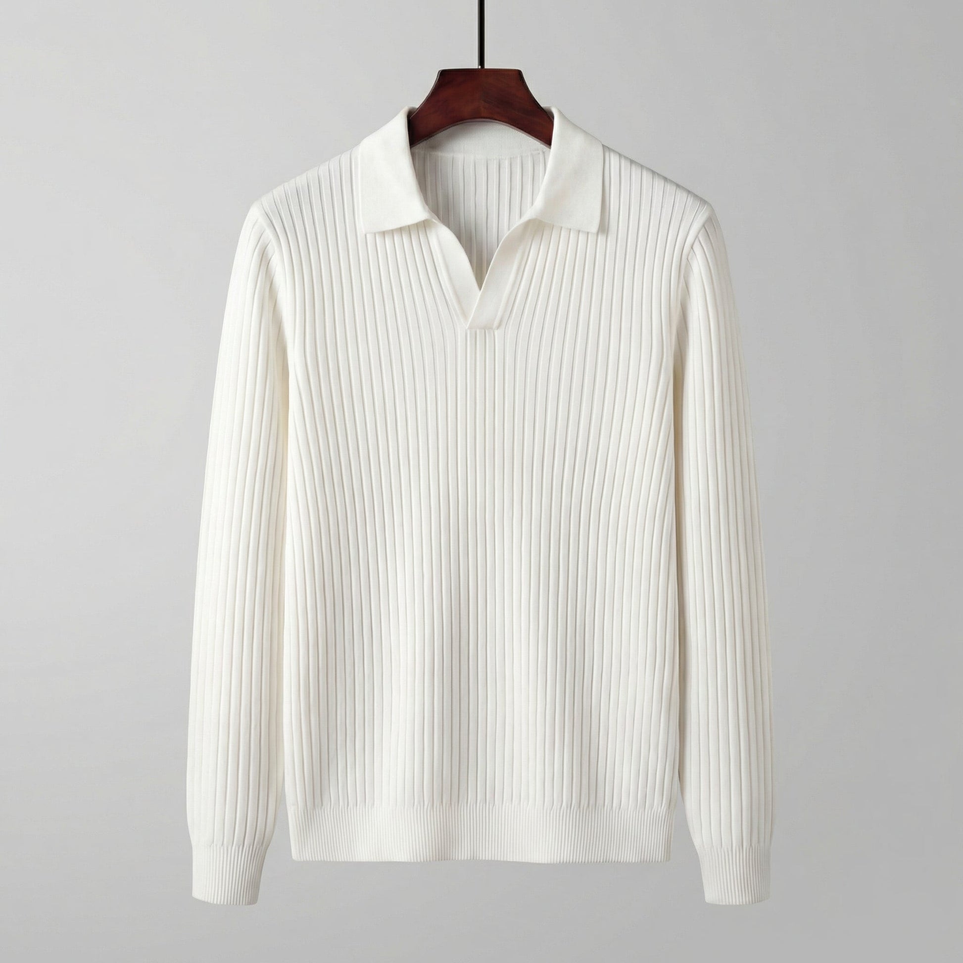 Polo Uomo Maniche Lunghe Scollo a V Leggera