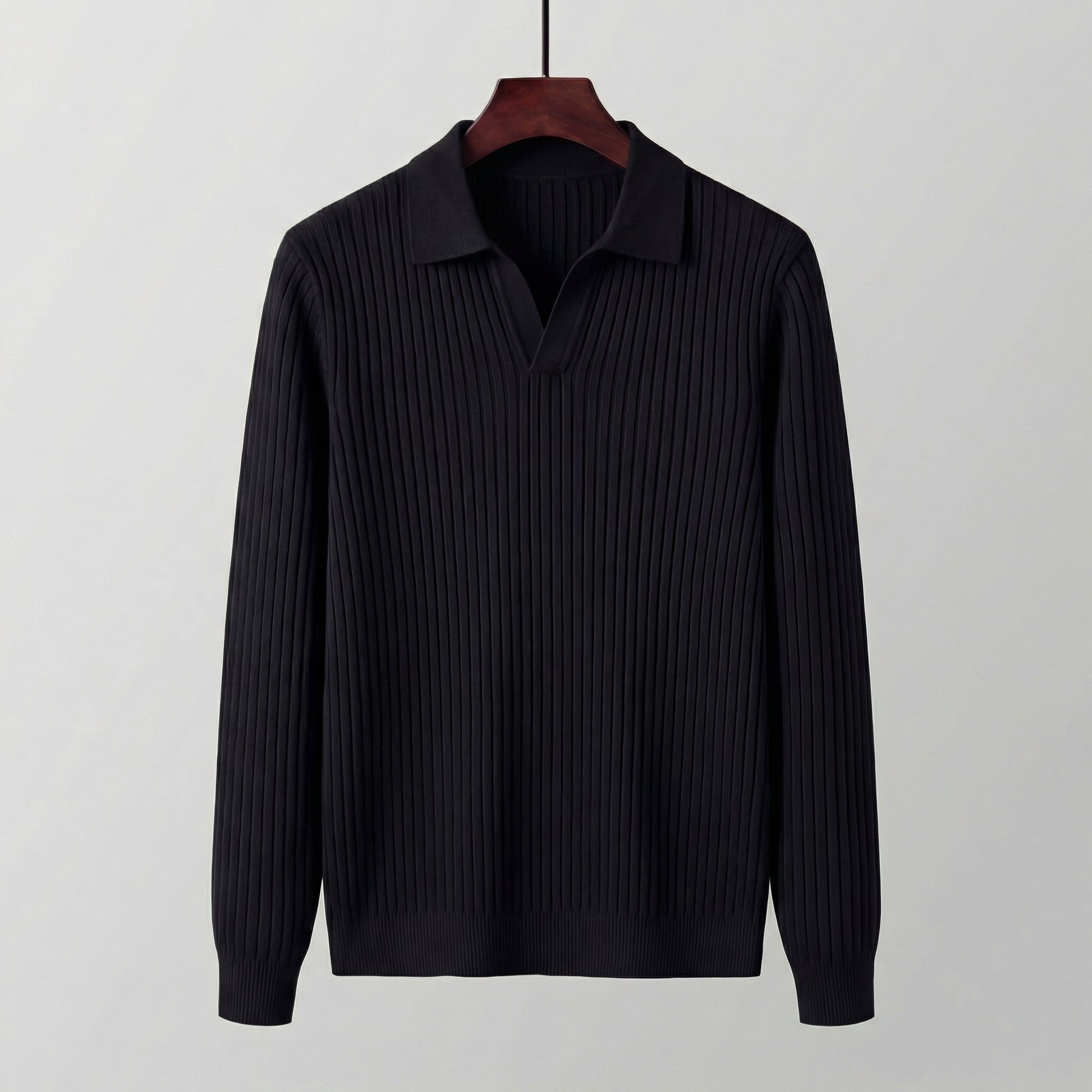 Polo Uomo Maniche Lunghe Scollo a V Leggera