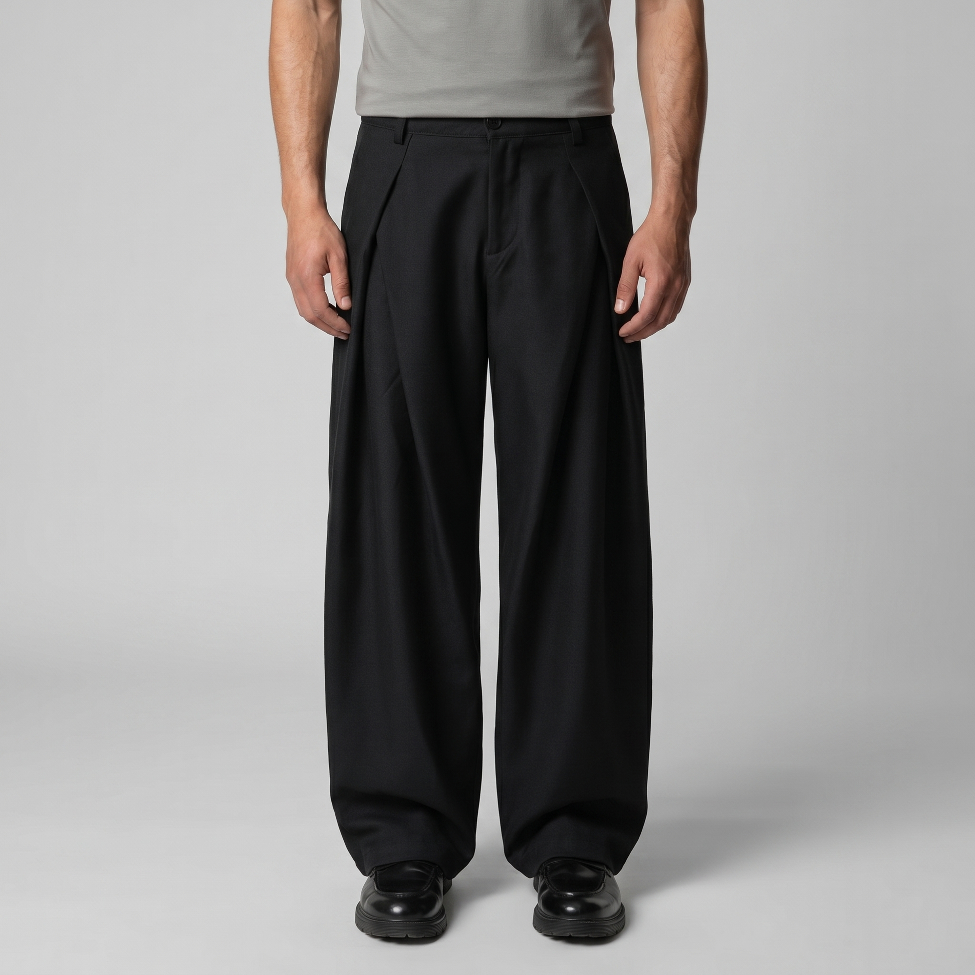 Pantaloni Uomo Sartoriali Gamba Ampia con Pince