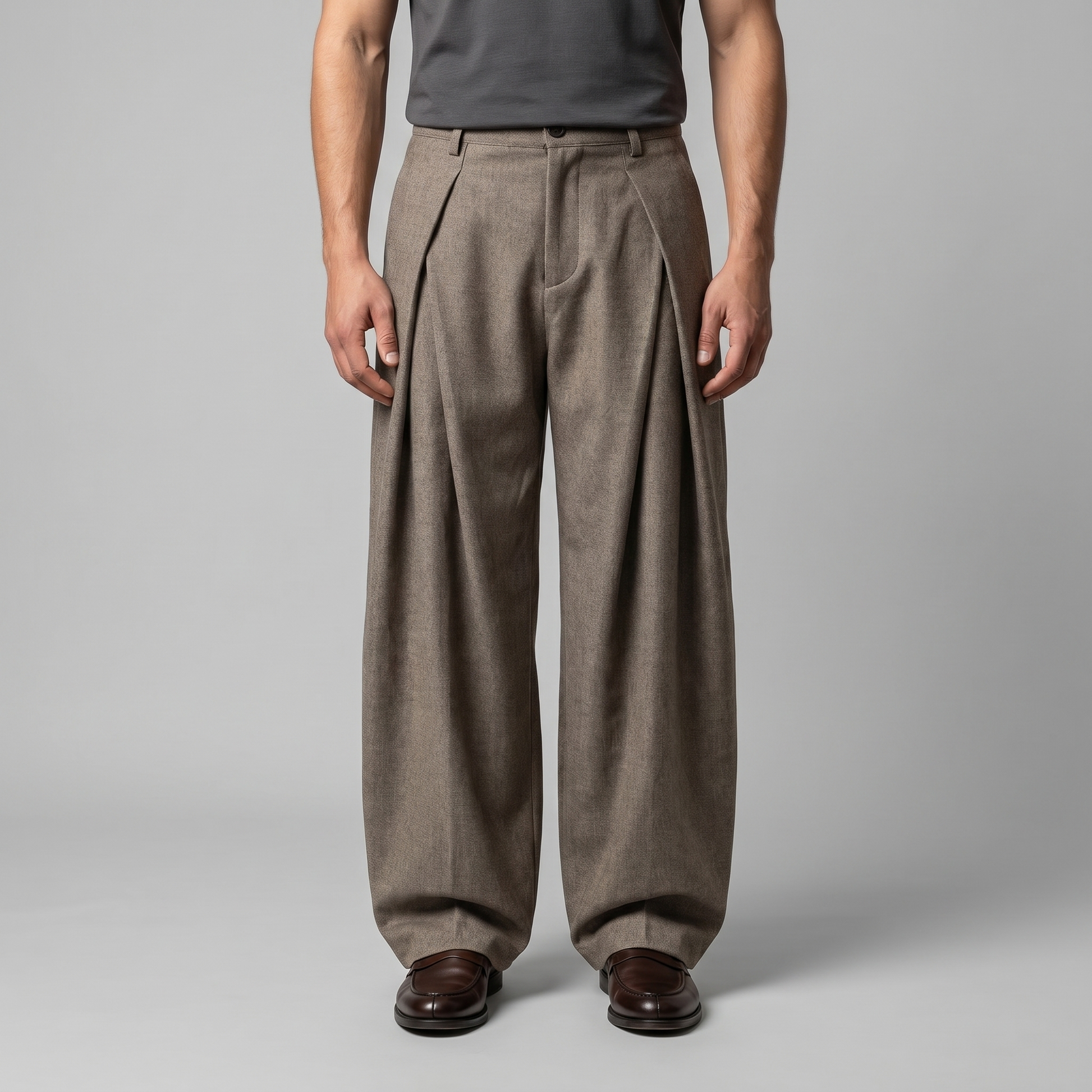 Pantaloni Uomo Sartoriali Gamba Ampia con Pince