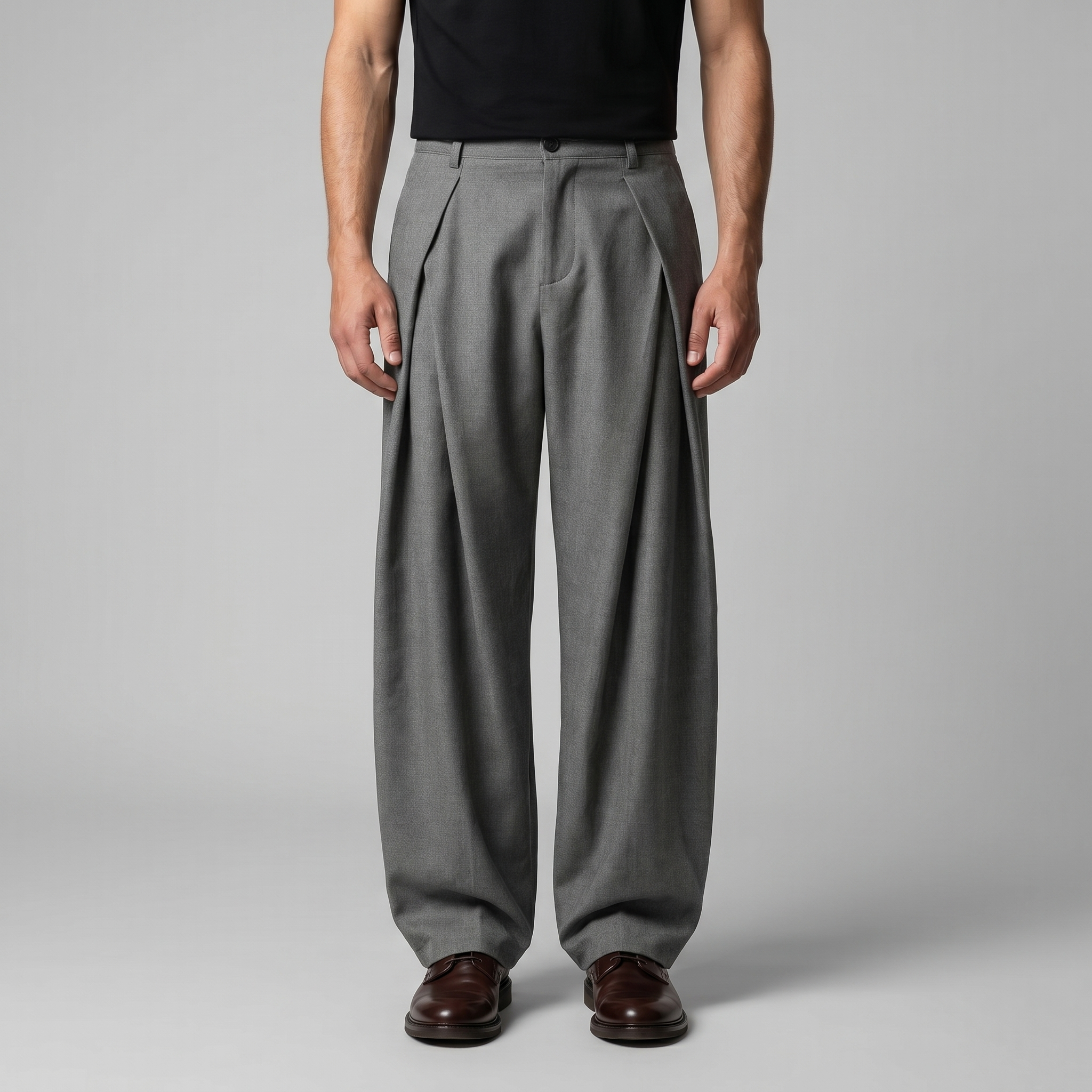 Pantaloni Uomo Sartoriali Gamba Ampia con Pince