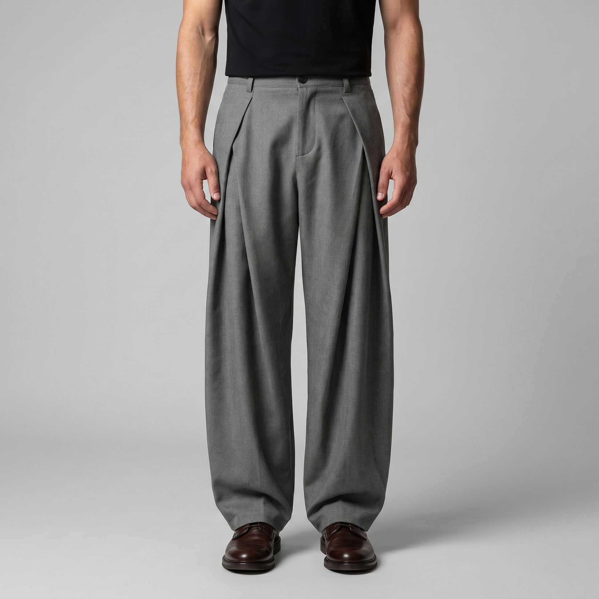Pantaloni Uomo Sartoriali Gamba Ampia con Pince