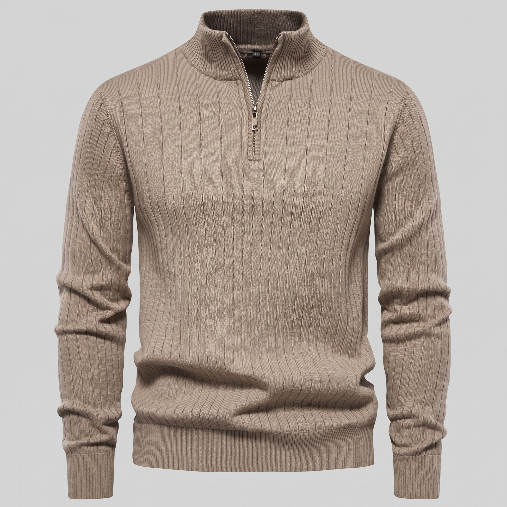 Maglione Uomo Mezza Zip in Cotone a Coste Zip Oro