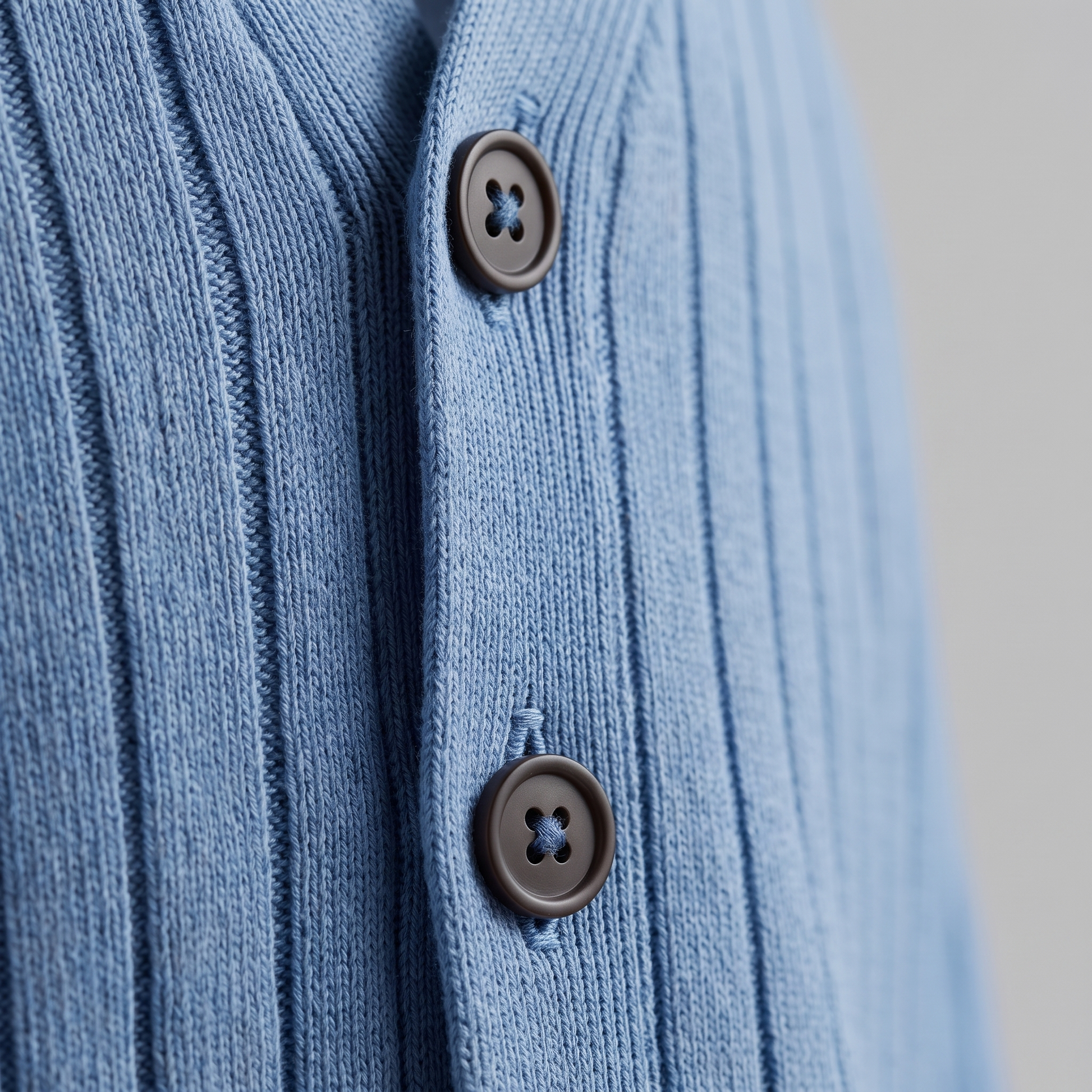Cardigan Uomo Scollo a V in Maglia a Coste con Bottoni
