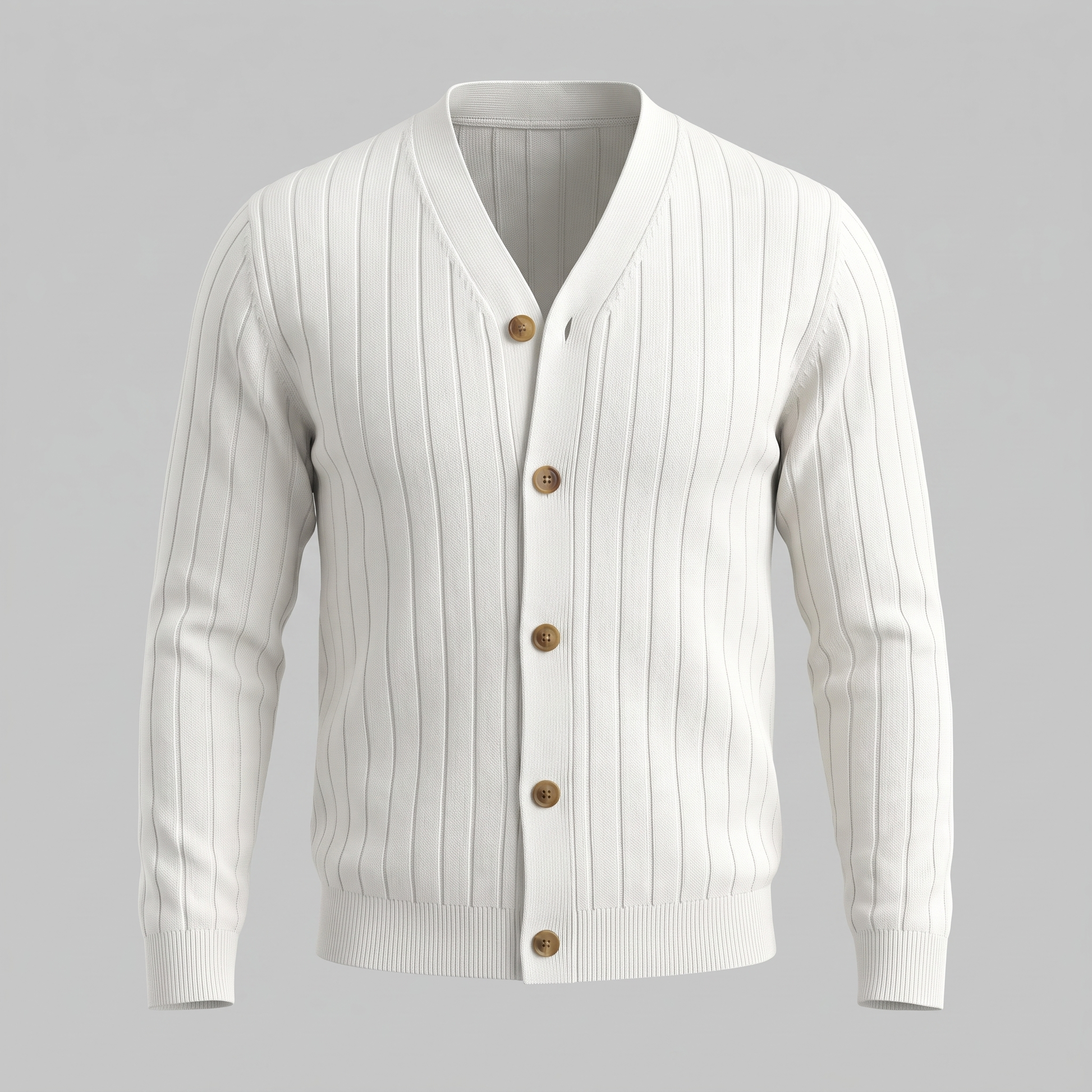 Cardigan Uomo Scollo a V in Maglia a Coste con Bottoni