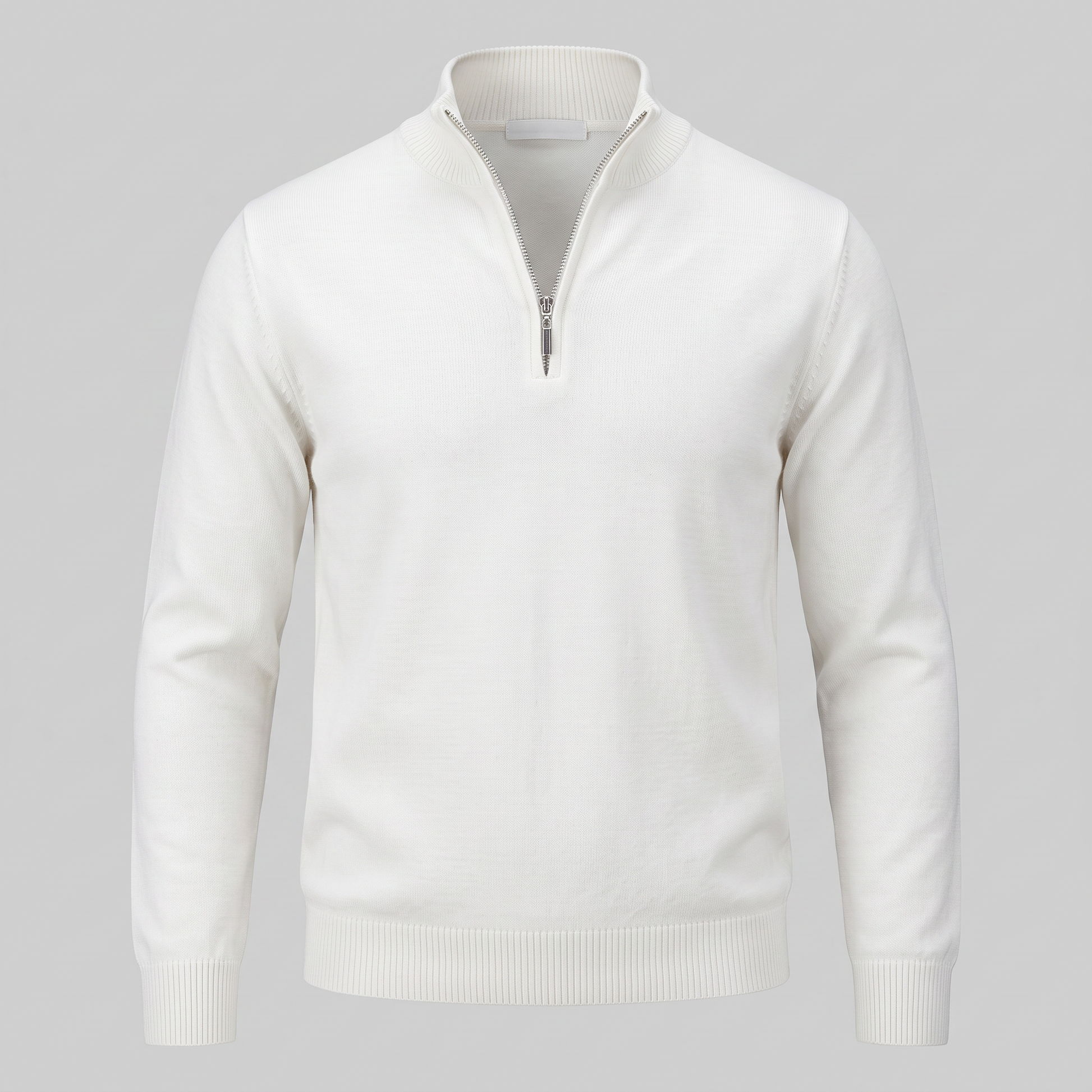 Maglione Uomo Slim Mezza Zip in Maglia Fine Collo Alto