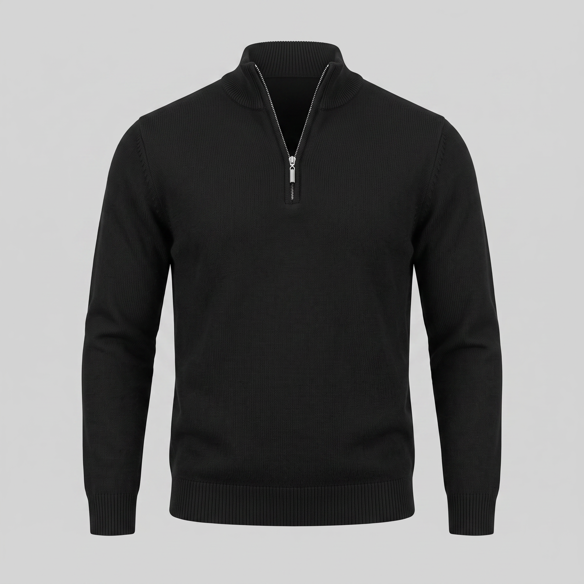 Maglione Uomo Slim Mezza Zip in Maglia Fine Collo Alto