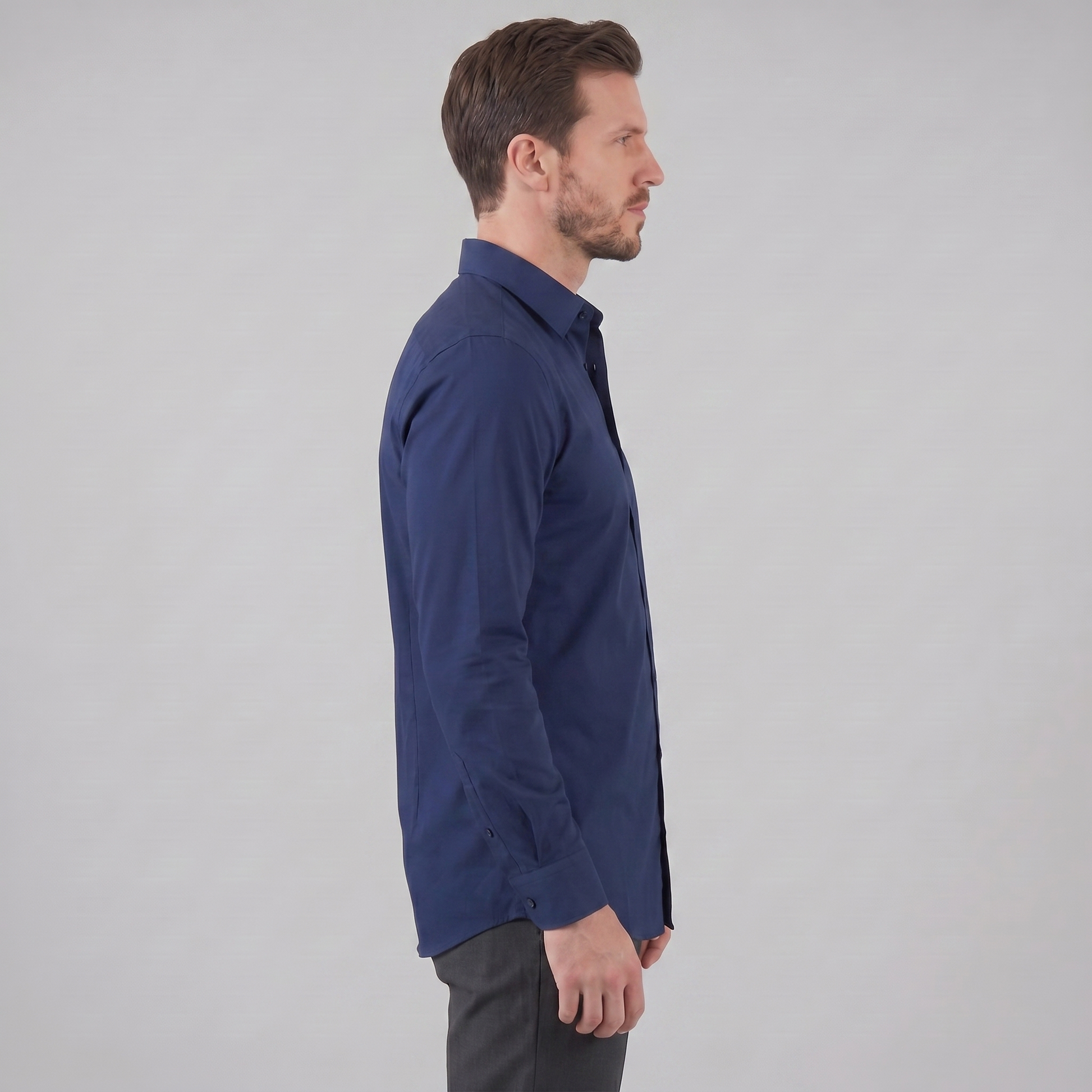 Camicia Uomo Elegante Slim Fit Maniche Lunghe Business