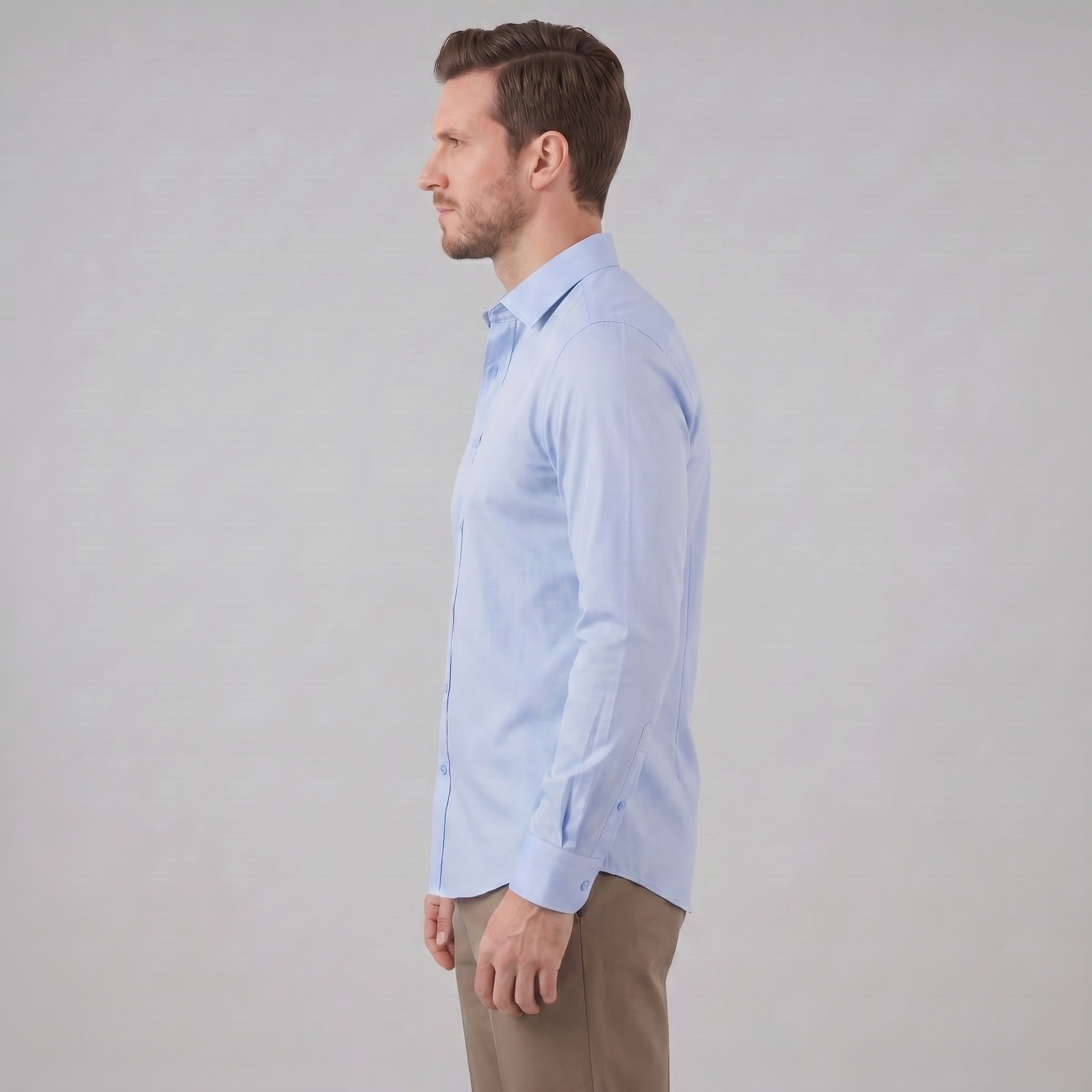 Camicia Uomo Elegante Slim Fit Maniche Lunghe Business