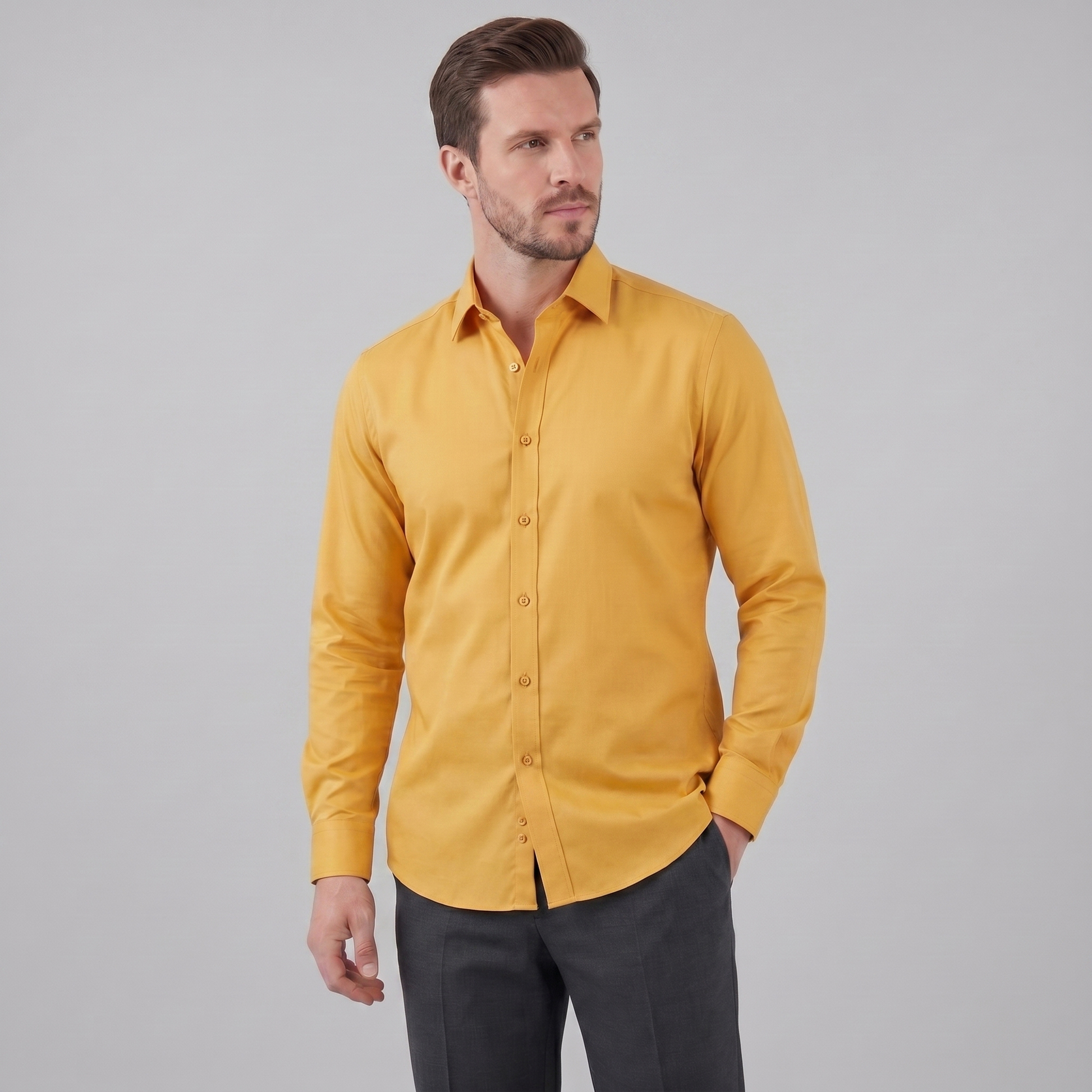 Camicia Uomo Elegante Slim Fit Maniche Lunghe Business