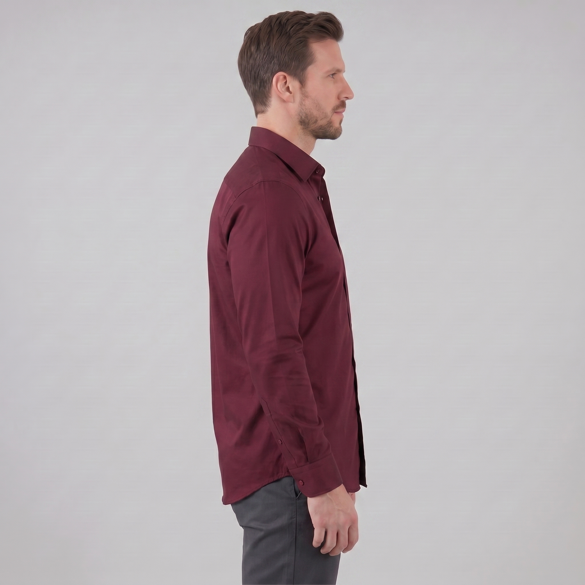 Camicia Uomo Elegante Slim Fit Maniche Lunghe Business