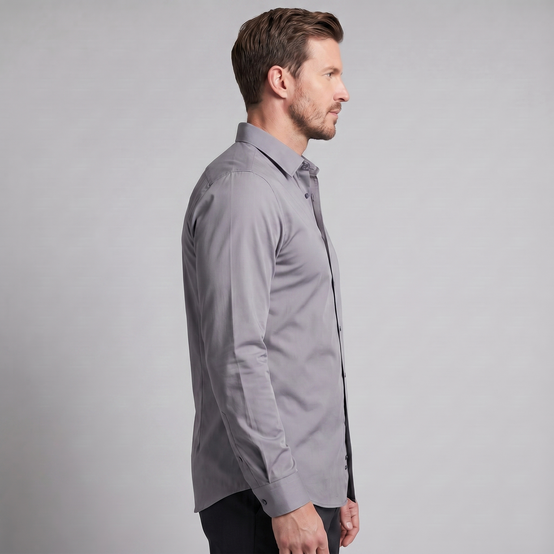 Camicia Uomo Elegante Slim Fit Maniche Lunghe Business