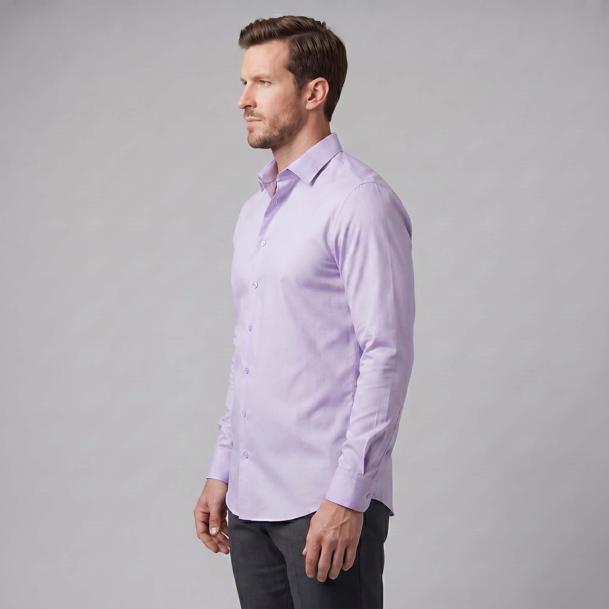 Camicia Uomo Elegante Slim Fit Maniche Lunghe Business