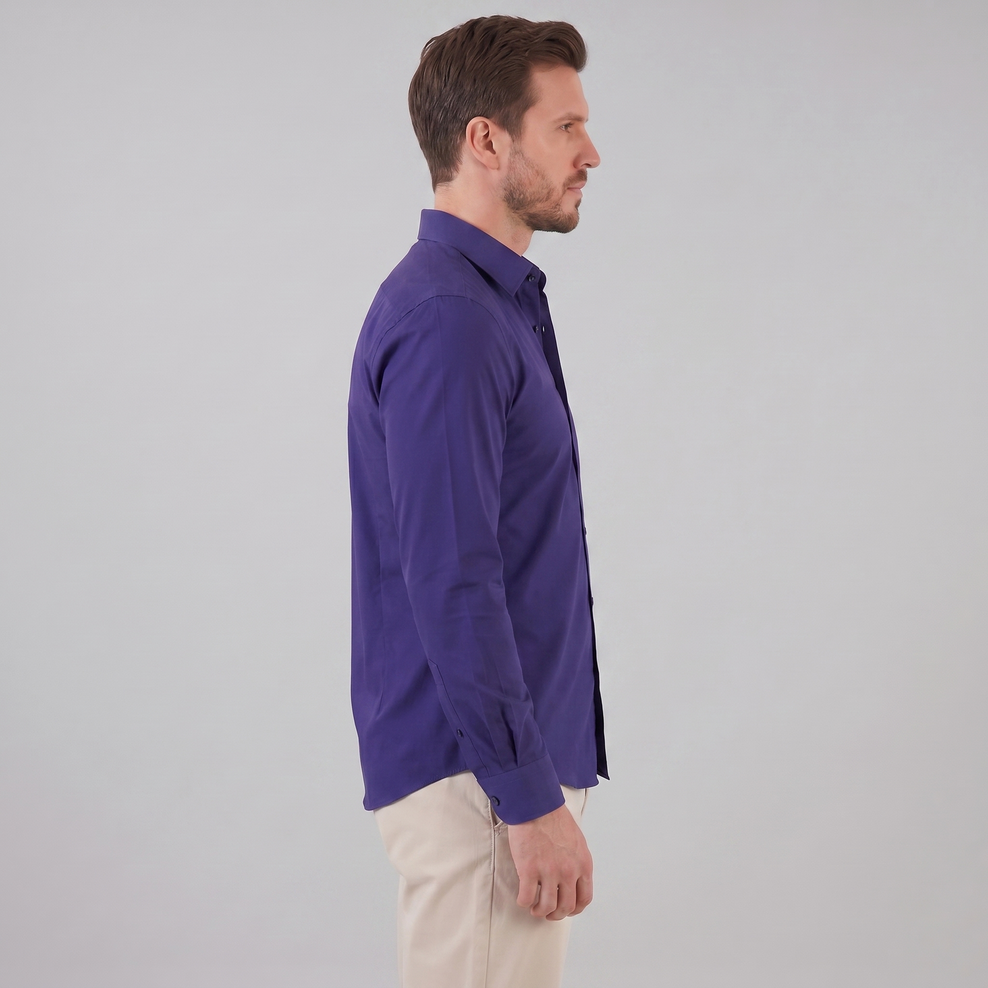 Camicia Uomo Elegante Slim Fit Maniche Lunghe Business