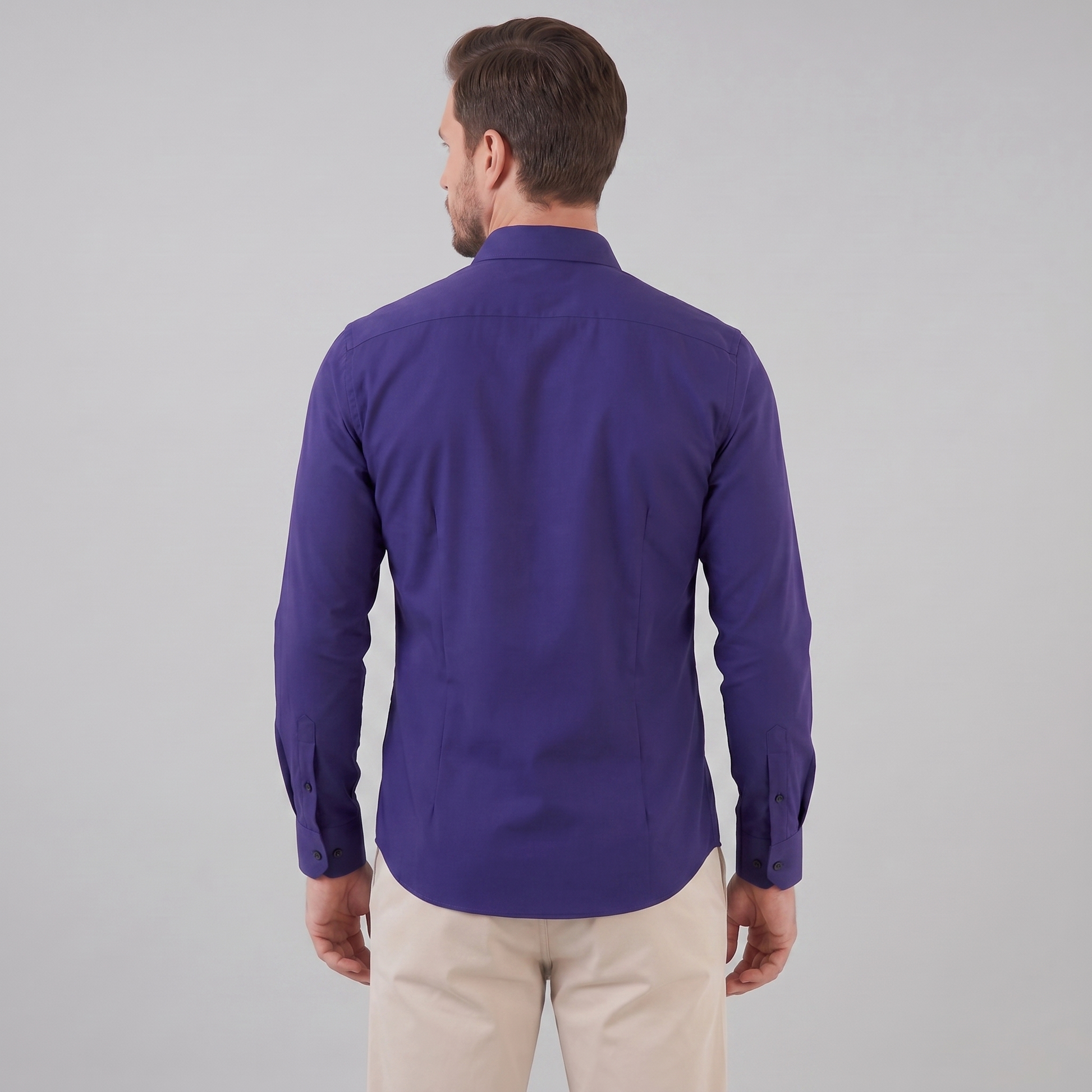 Camicia Uomo Elegante Slim Fit Maniche Lunghe Business