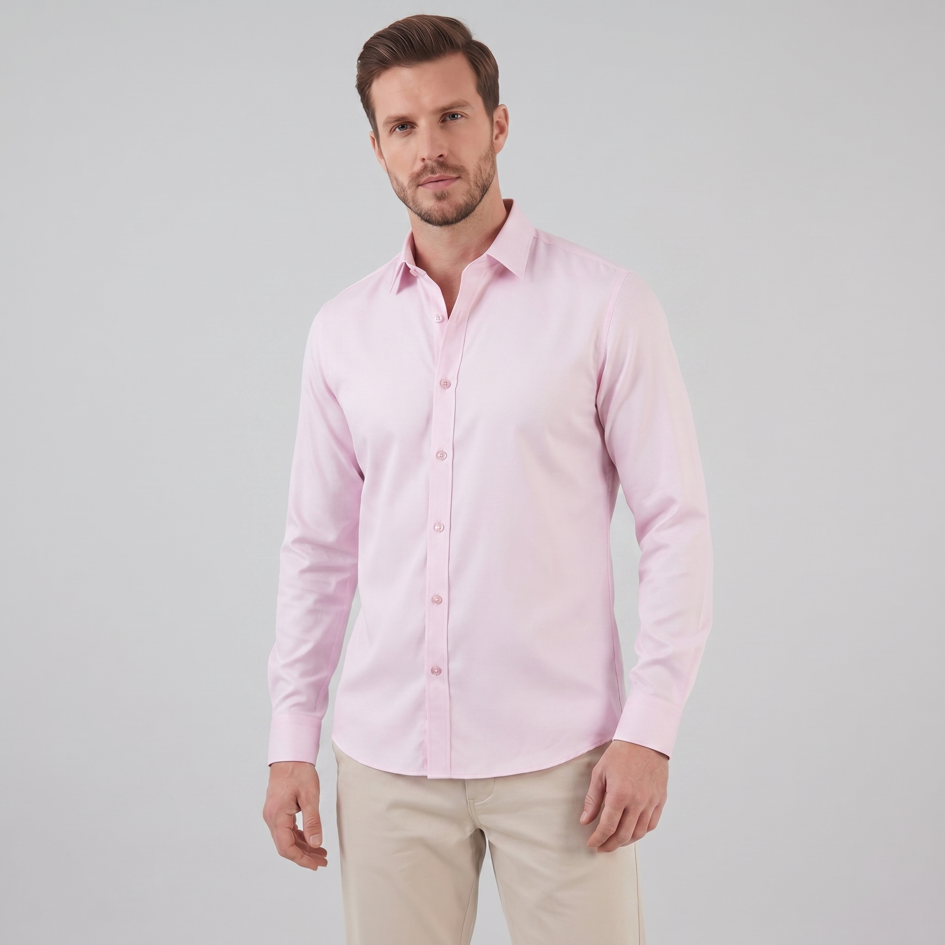 Camicia Uomo Elegante Slim Fit Maniche Lunghe Business