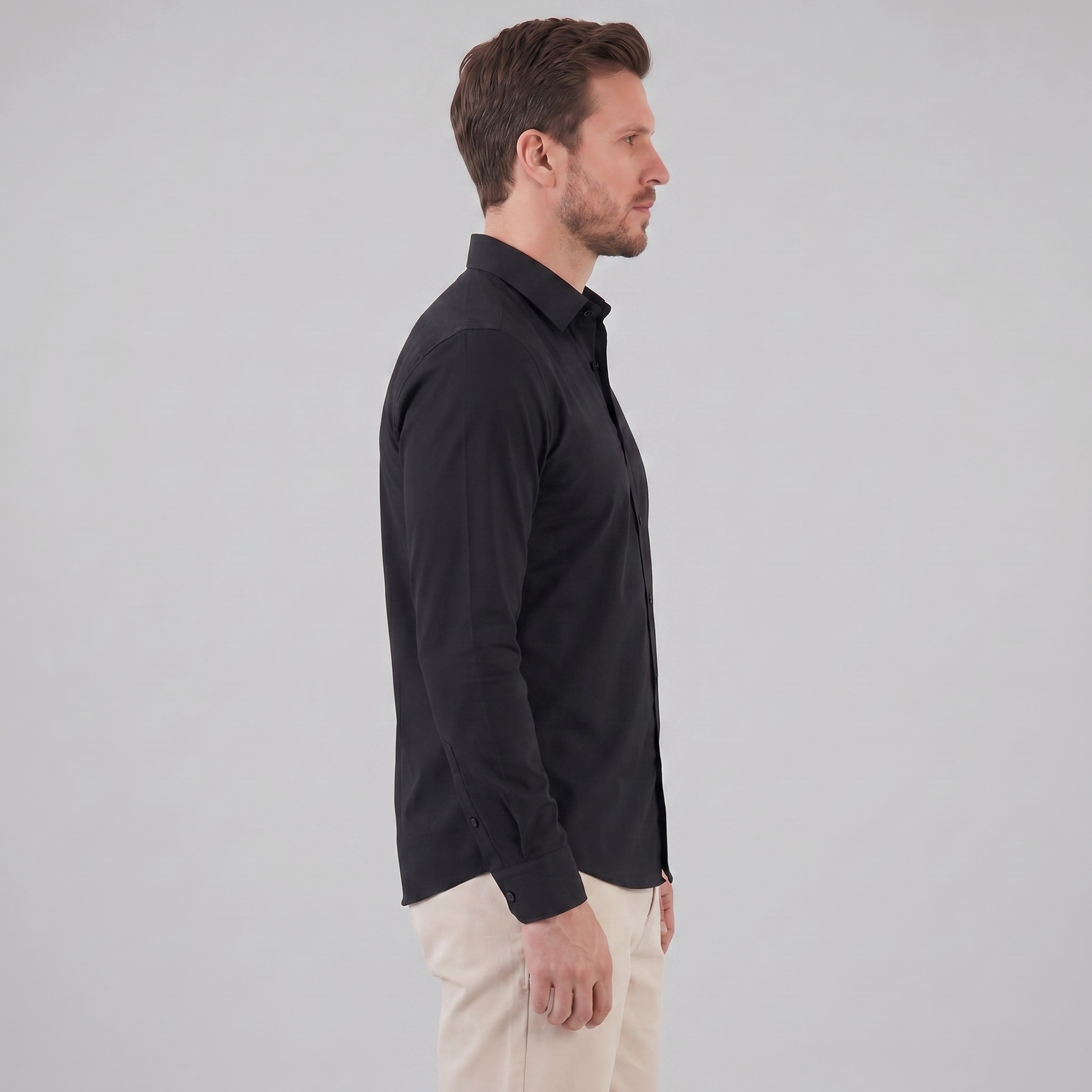Camicia Uomo Elegante Slim Fit Maniche Lunghe Business